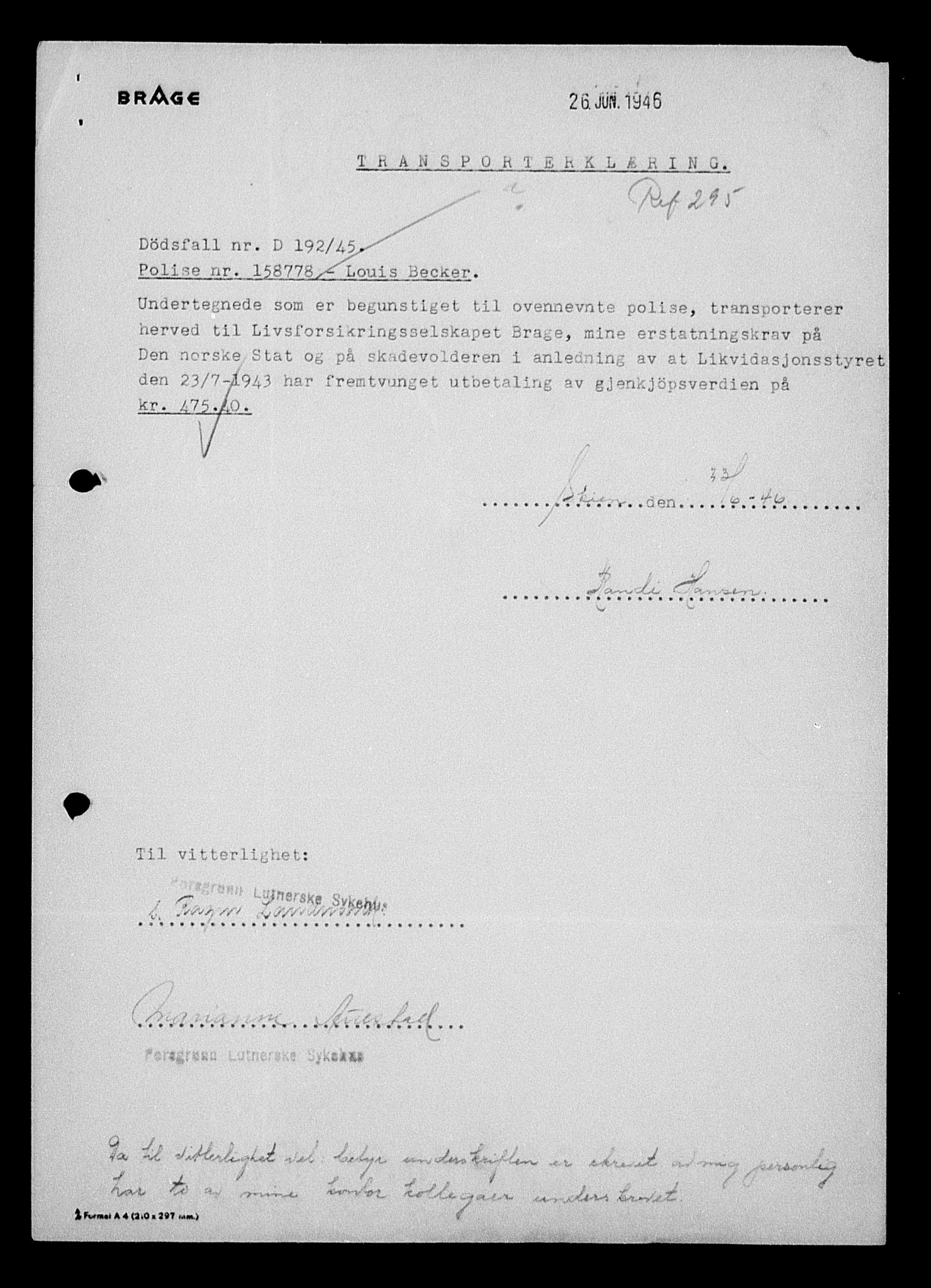 Justisdepartementet, Tilbakeføringskontoret for inndratte formuer, AV/RA-S-1564/H/Hc/Hcd/L0990: --, 1945-1947, p. 475
