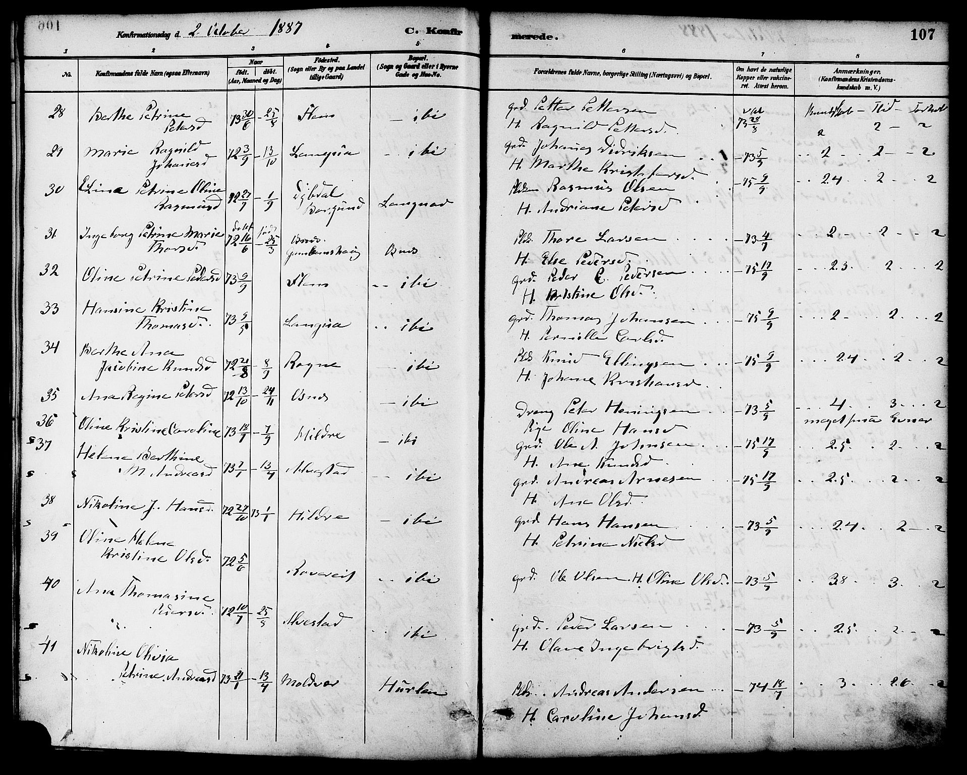 Ministerialprotokoller, klokkerbøker og fødselsregistre - Møre og Romsdal, AV/SAT-A-1454/536/L0501: Parish register (official) no. 536A10, 1884-1896, p. 107