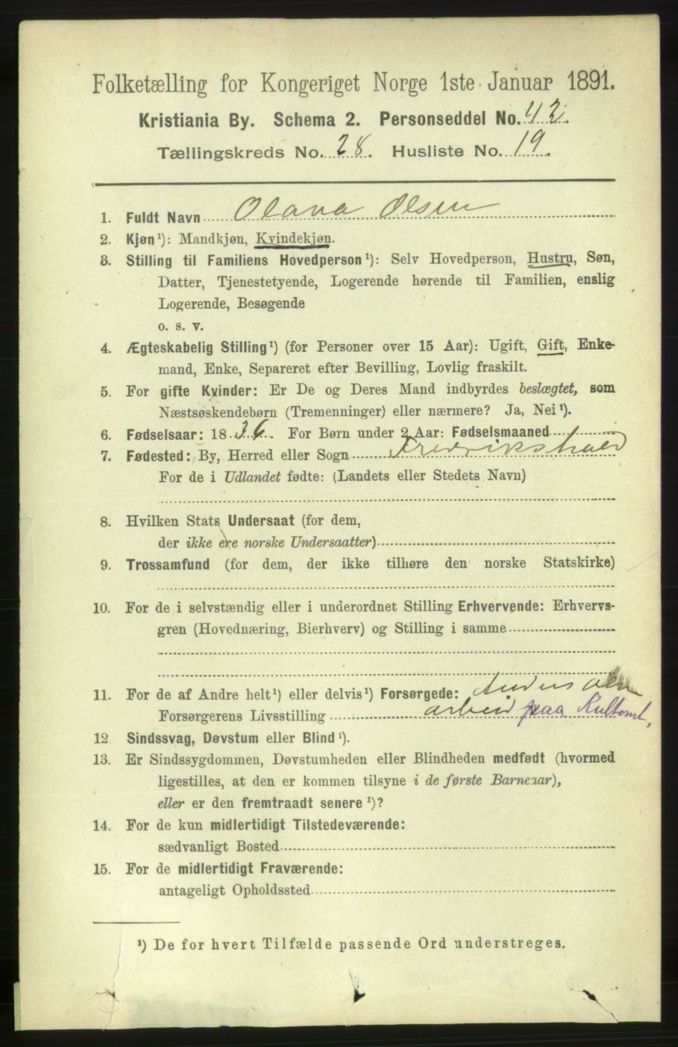 RA, 1891 census for 0301 Kristiania, 1891, p. 14820