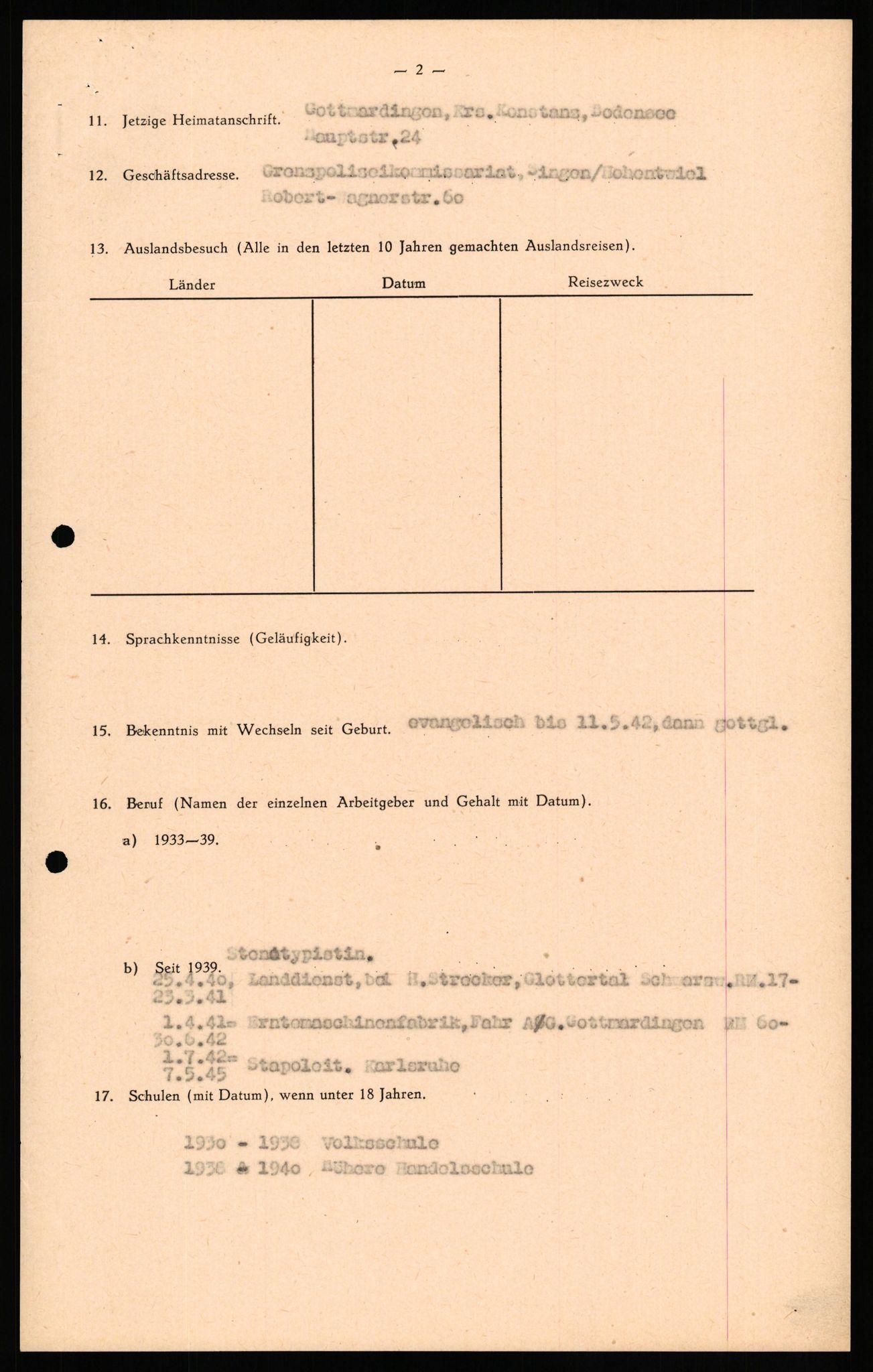 Forsvaret, Forsvarets overkommando II, AV/RA-RAFA-3915/D/Db/L0034: CI Questionaires. Tyske okkupasjonsstyrker i Norge. Tyskere., 1945-1946, p. 383