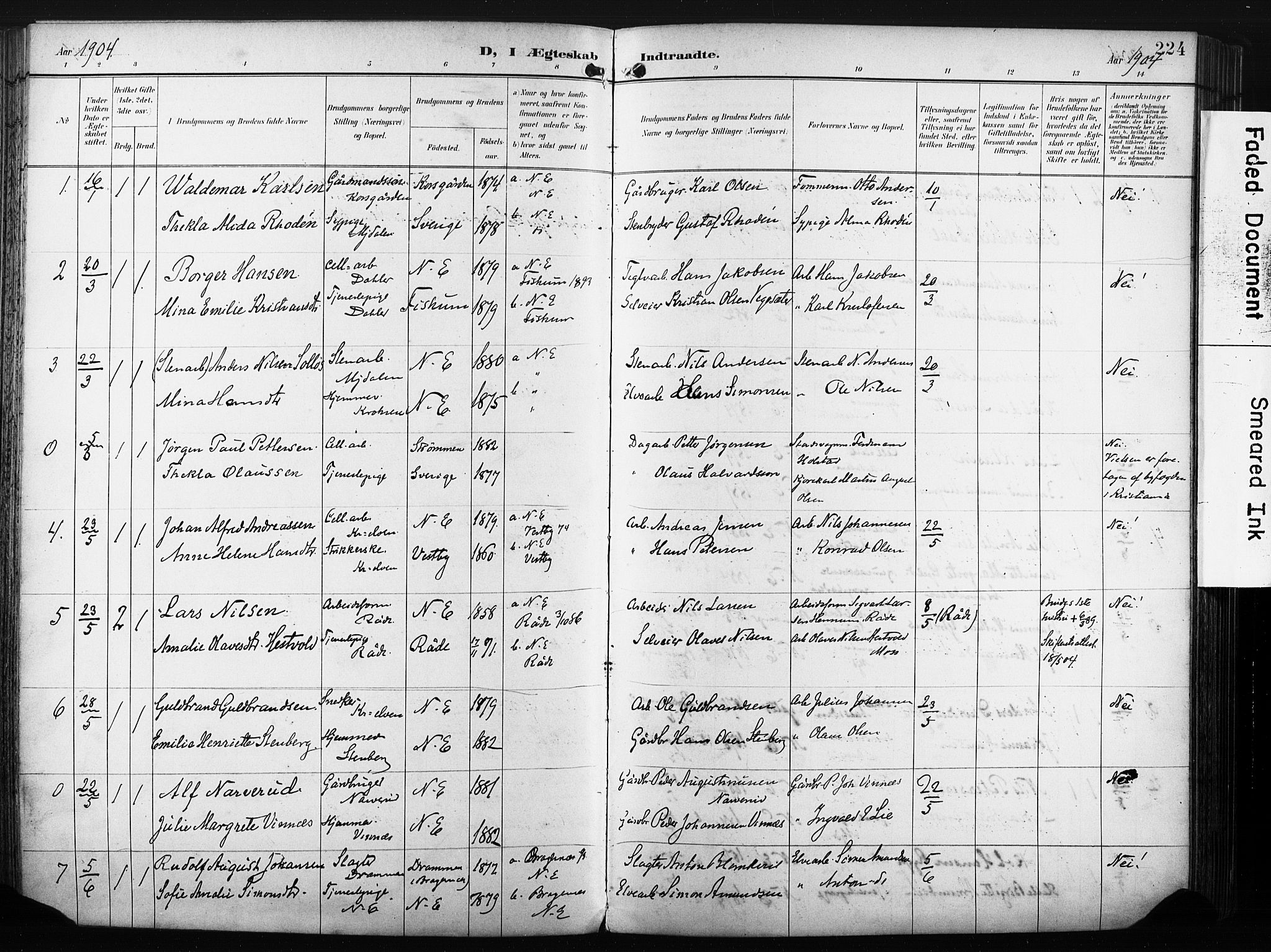 Nedre Eiker kirkebøker, AV/SAKO-A-612/F/Fa/L0005: Parish register (official) no. 5, 1898-1905, p. 224
