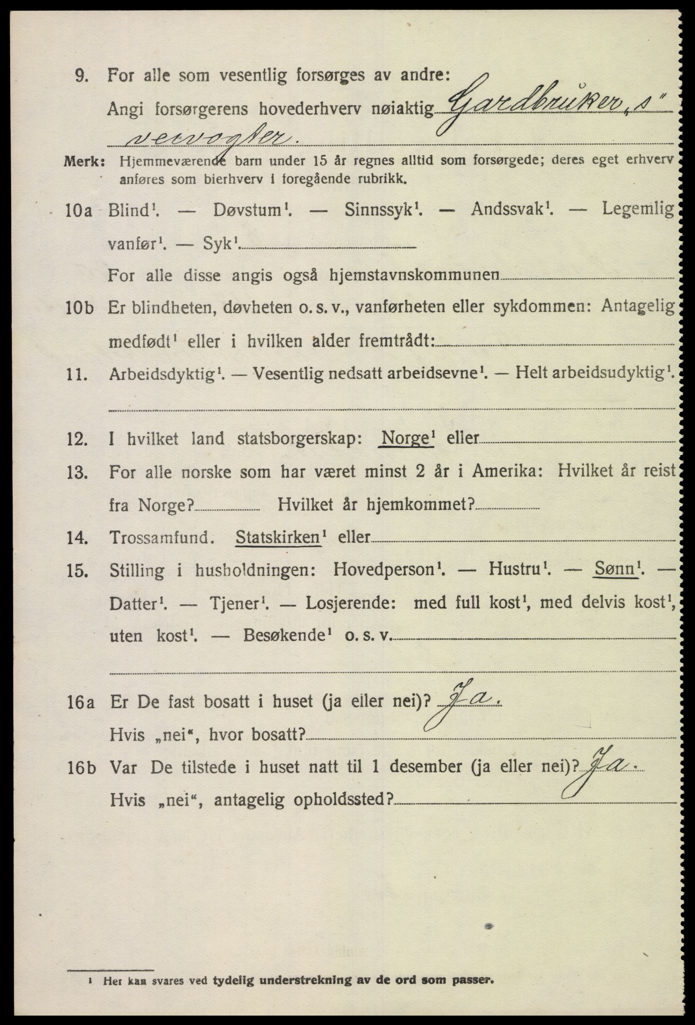 SAK, 1920 census for Sør-Audnedal, 1920, p. 6908