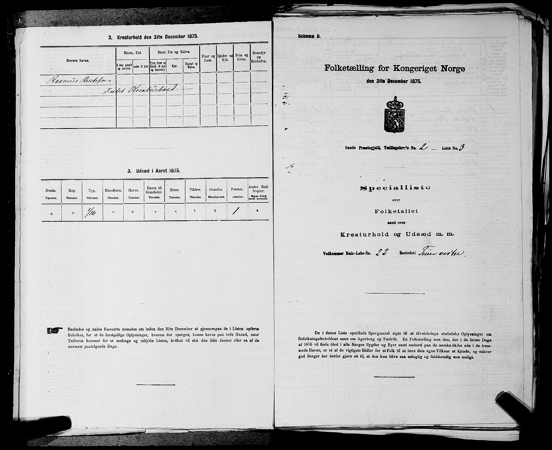 SAKO, 1875 census for 0713P Sande, 1875, p. 282