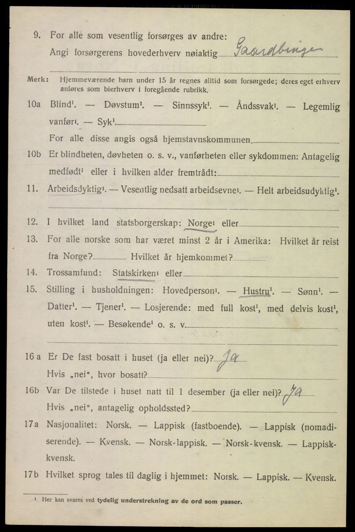 SAT, 1920 census for Evenes, 1920, p. 4121