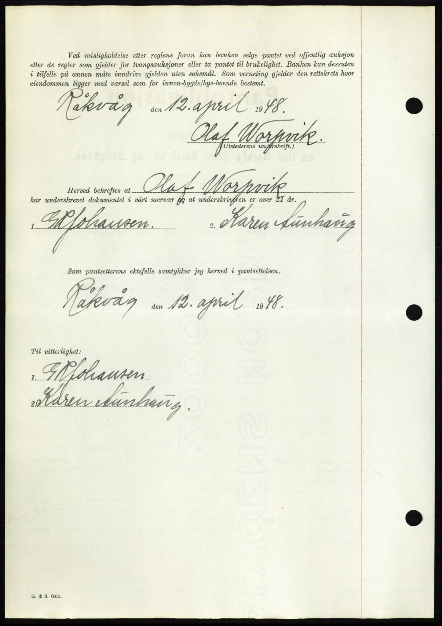 Fosen sorenskriveri, AV/SAT-A-1107/1/2/2C: Mortgage book no. B, 1948-1950, Diary no: : 815/1948