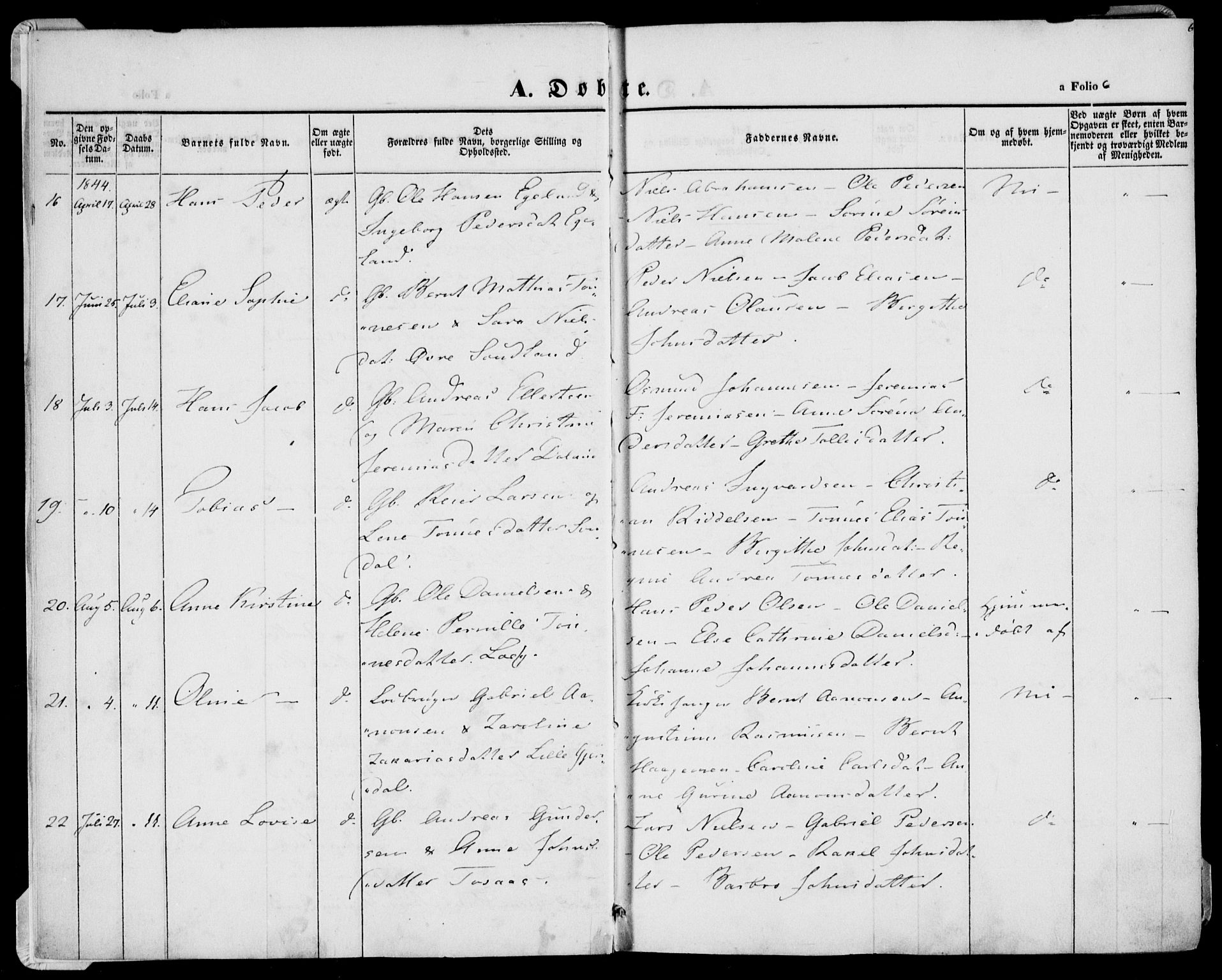 Herad sokneprestkontor, AV/SAK-1111-0018/F/Fa/Faa/L0004: Parish register (official) no. A 4, 1844-1853, p. 6