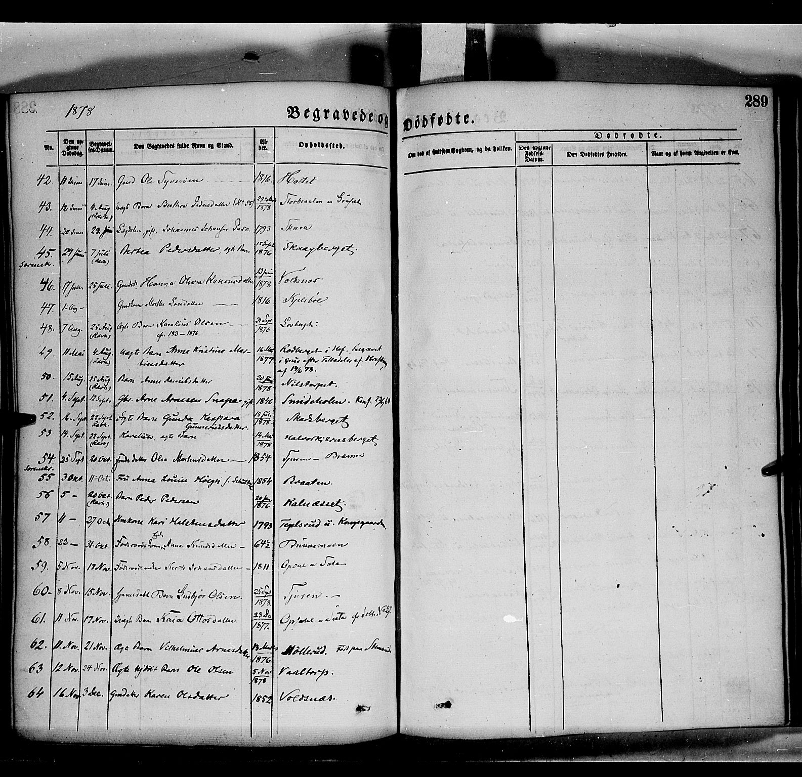 Grue prestekontor, SAH/PREST-036/H/Ha/Haa/L0011: Parish register (official) no. 11, 1873-1880, p. 289