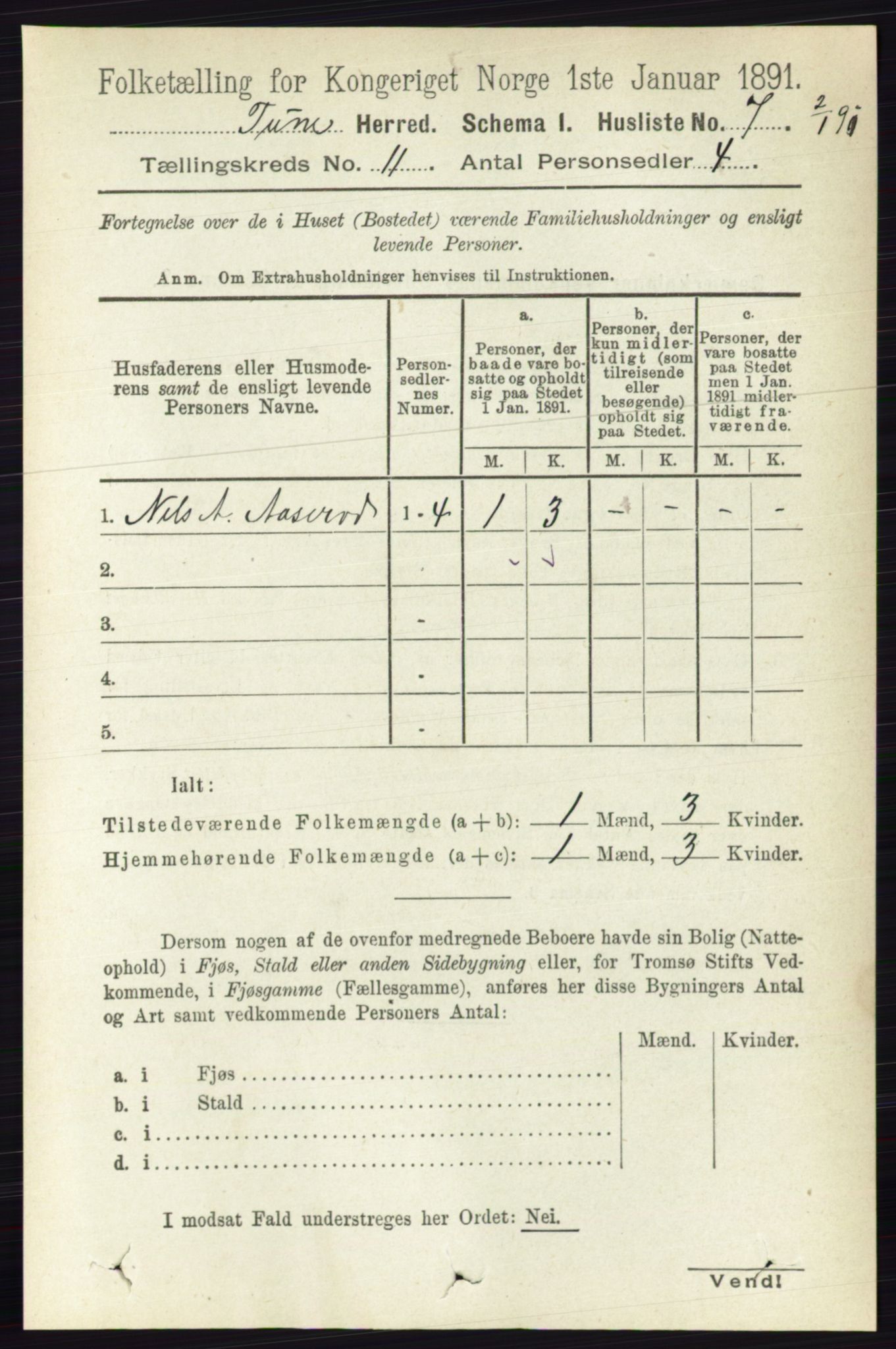RA, 1891 census for 0130 Tune, 1891, p. 6906