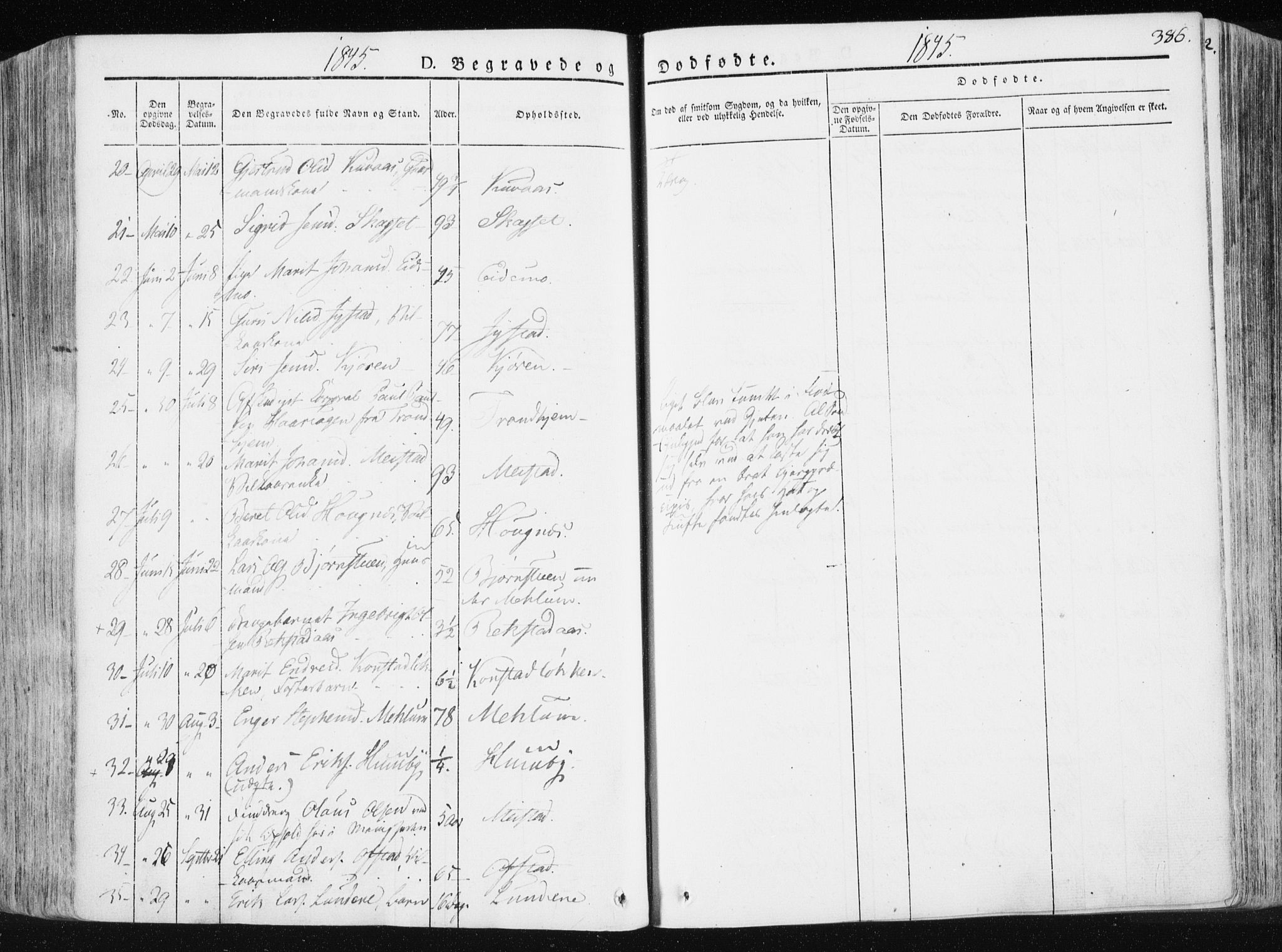 Ministerialprotokoller, klokkerbøker og fødselsregistre - Sør-Trøndelag, SAT/A-1456/665/L0771: Parish register (official) no. 665A06, 1830-1856, p. 386
