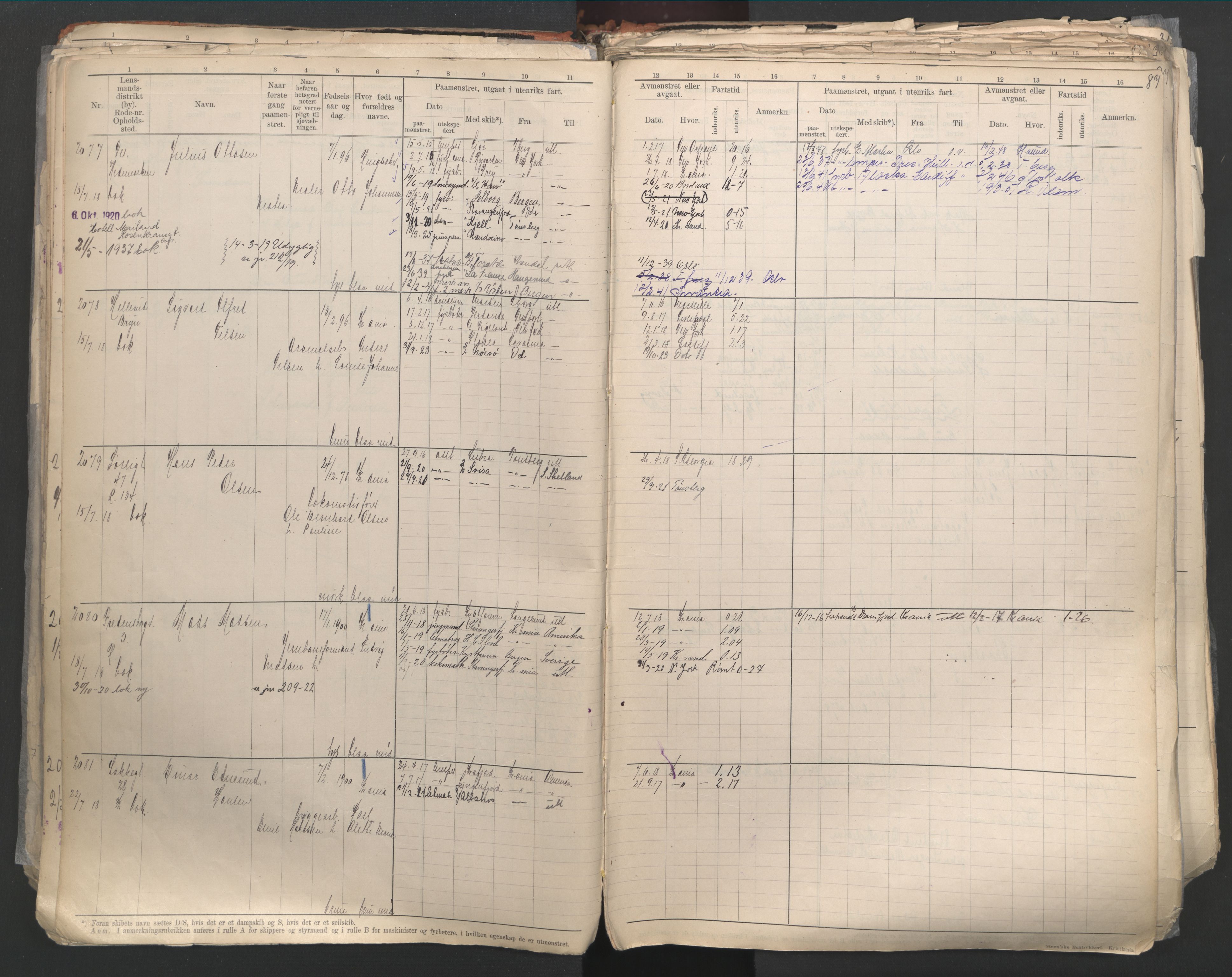 Oslo sjømannskontor, AV/SAO-A-10595/F/Fd/L0003: B-rulle, 1916, p. 86b-87a