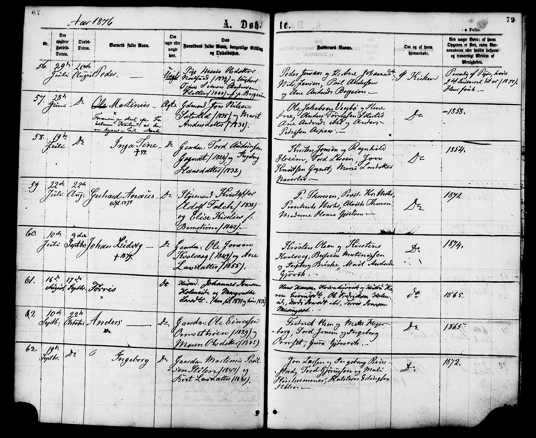 Ministerialprotokoller, klokkerbøker og fødselsregistre - Møre og Romsdal, AV/SAT-A-1454/586/L0986: Parish register (official) no. 586A12, 1867-1878, p. 79