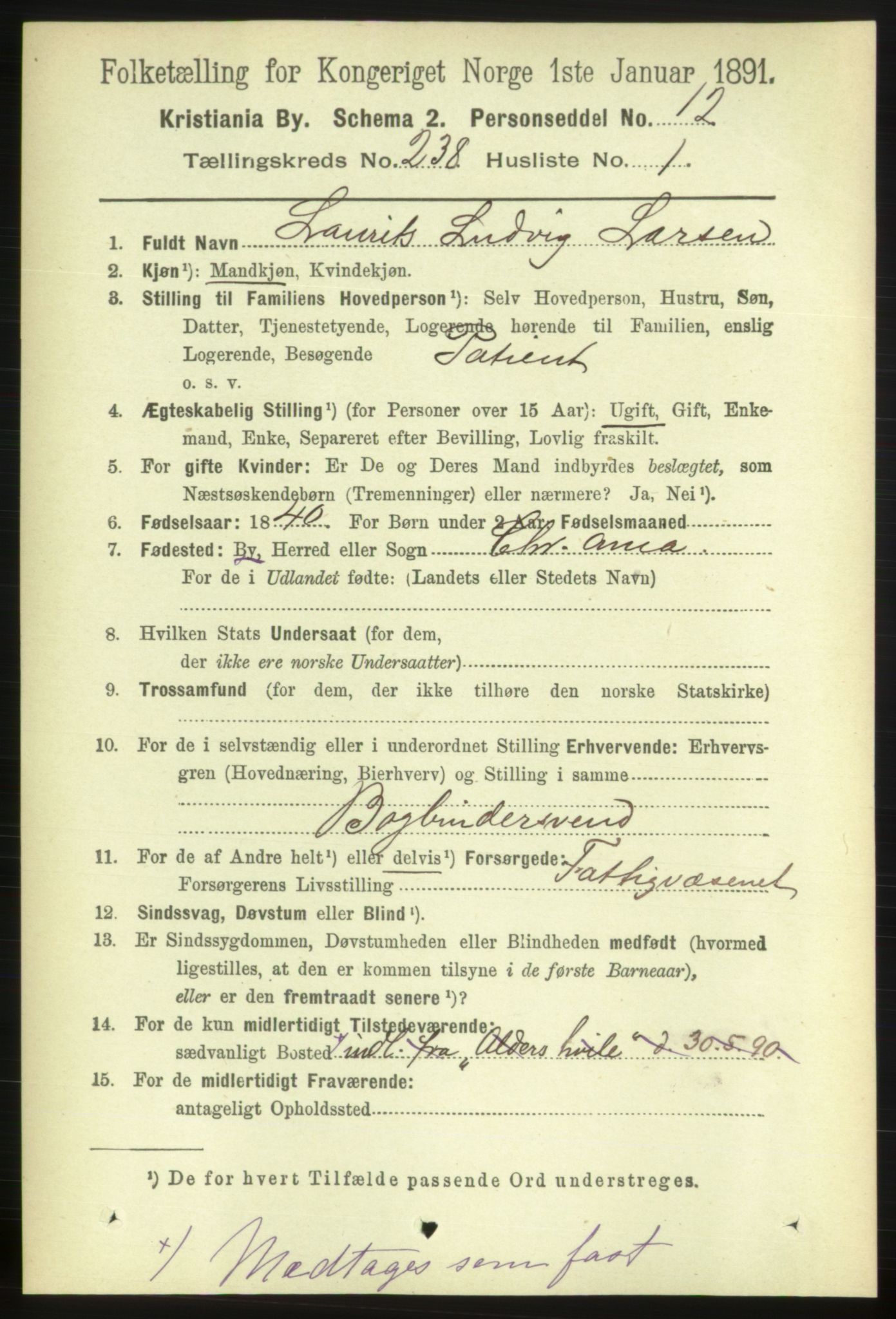 RA, 1891 census for 0301 Kristiania, 1891, p. 144809