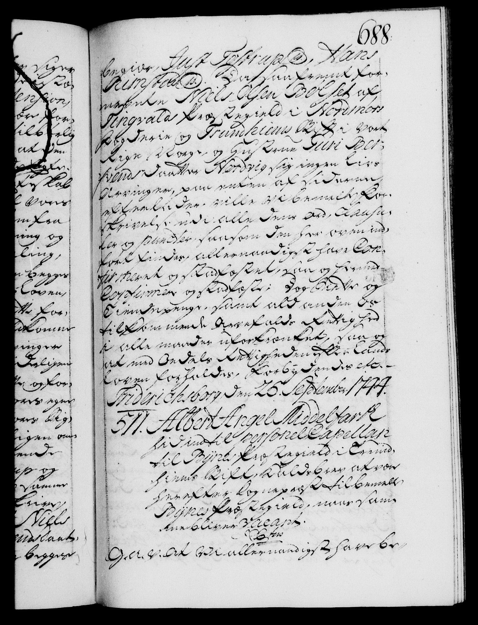 Danske Kanselli 1572-1799, AV/RA-EA-3023/F/Fc/Fca/Fcaa/L0033: Norske registre, 1743-1744, p. 688a