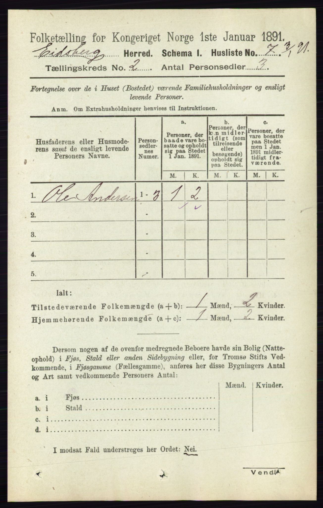 RA, 1891 census for 0125 Eidsberg, 1891, p. 764