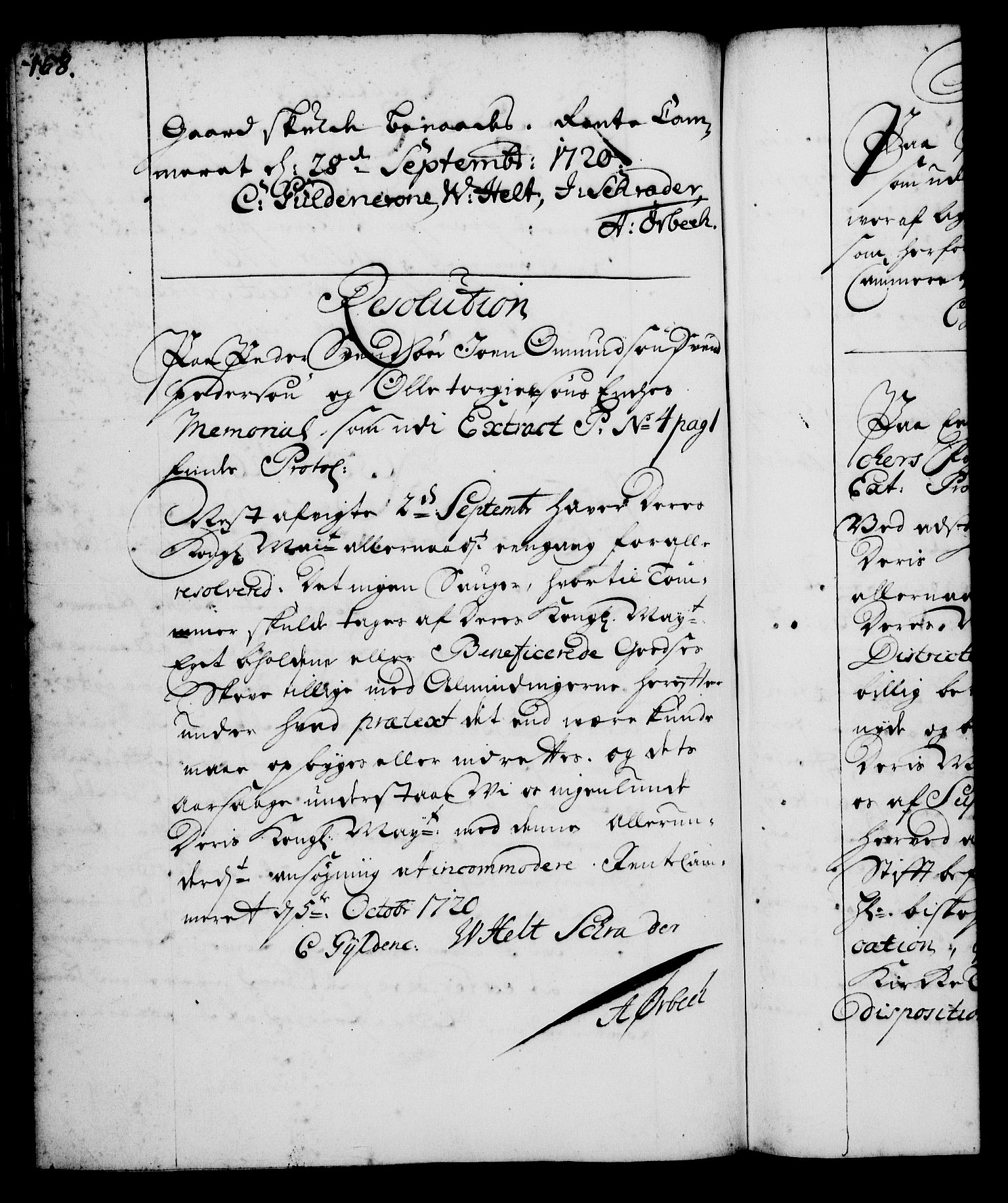 Rentekammeret, Kammerkanselliet, RA/EA-3111/G/Gg/Gga/L0001: Norsk ekspedisjonsprotokoll med register (merket RK 53.1), 1720-1723, p. 158