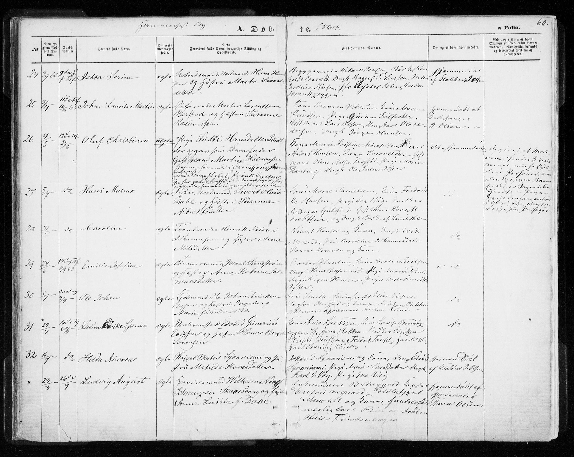 Hammerfest sokneprestkontor, AV/SATØ-S-1347/H/Ha/L0005.kirke: Parish register (official) no. 5, 1857-1869, p. 60