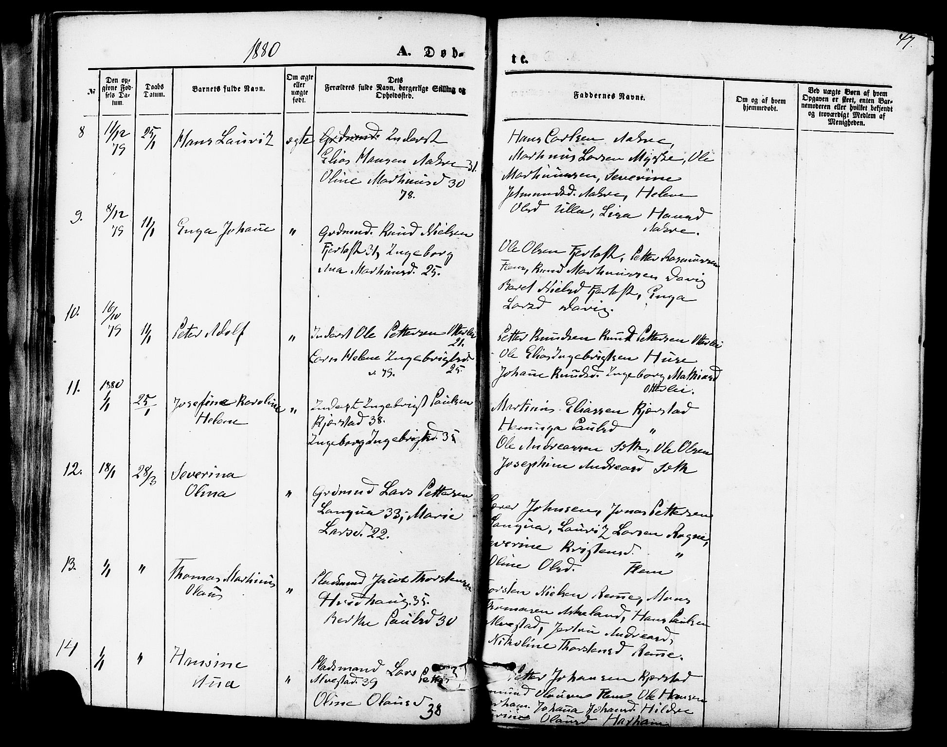 Ministerialprotokoller, klokkerbøker og fødselsregistre - Møre og Romsdal, AV/SAT-A-1454/536/L0500: Parish register (official) no. 536A09, 1876-1889, p. 47