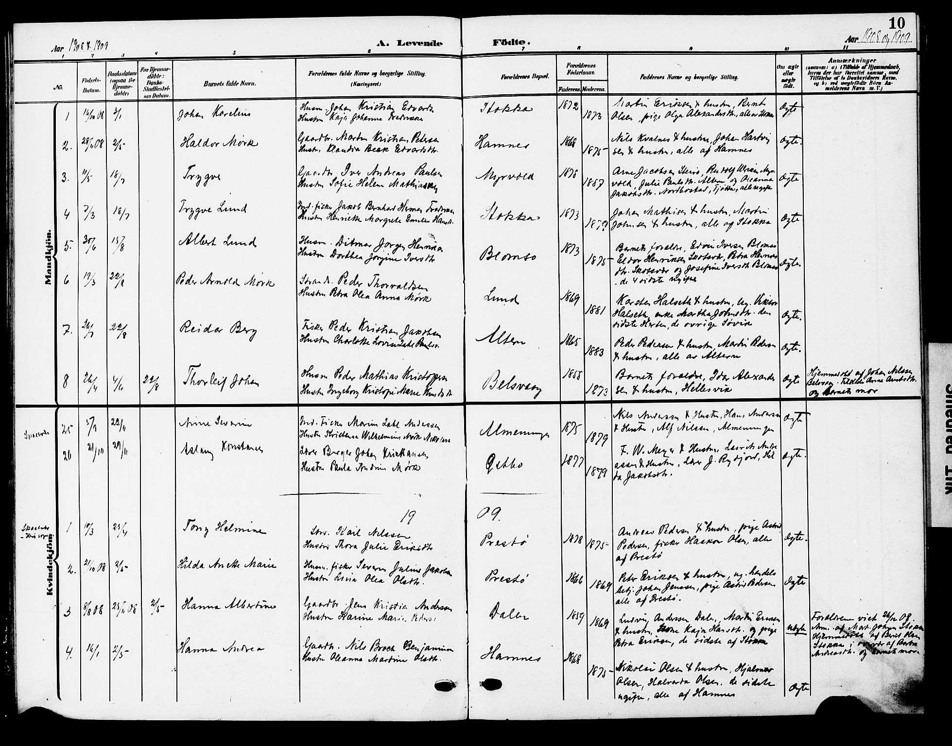 Ministerialprotokoller, klokkerbøker og fødselsregistre - Nordland, AV/SAT-A-1459/830/L0464: Parish register (copy) no. 830C06, 1906-1925, p. 10