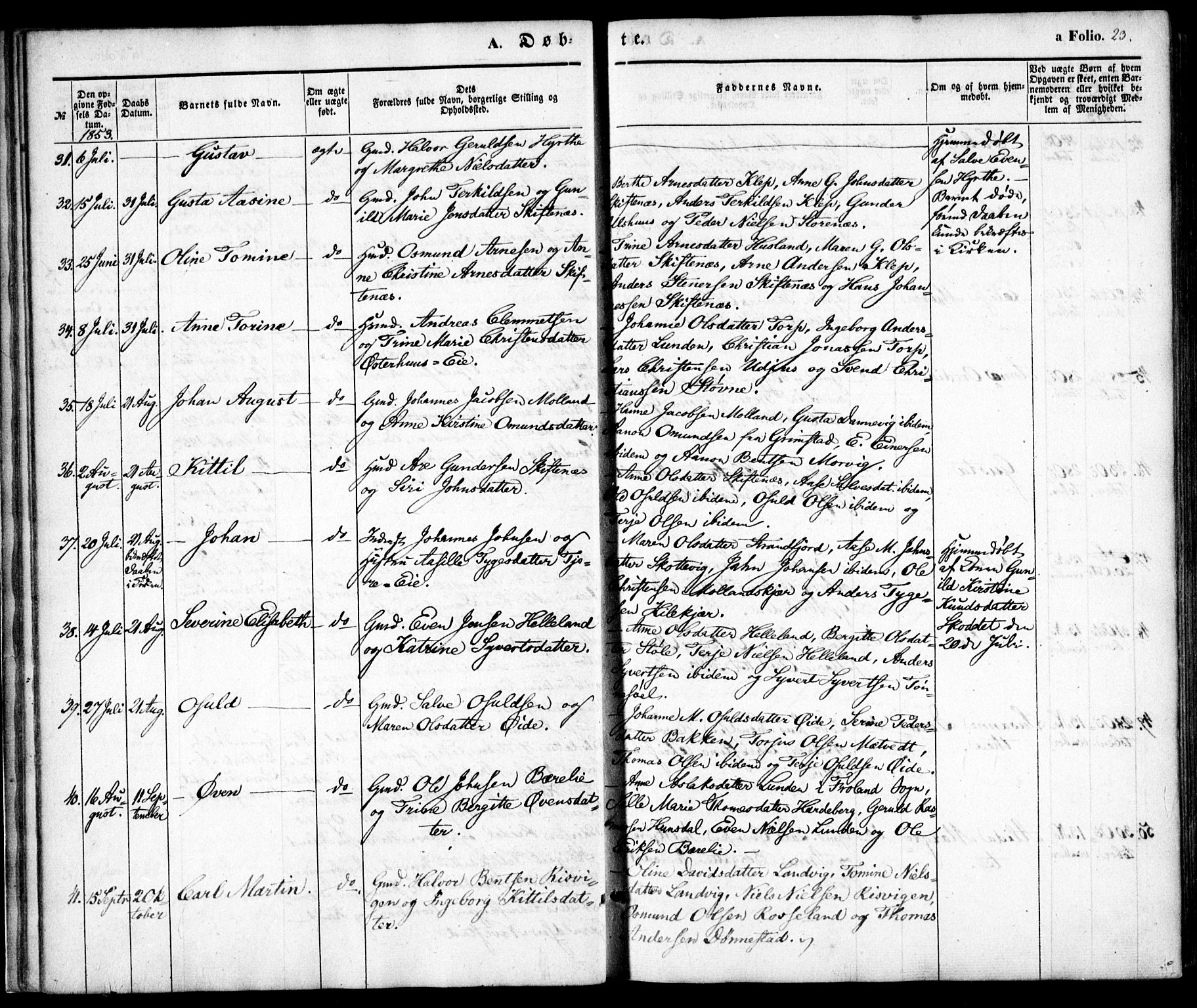 Hommedal sokneprestkontor, AV/SAK-1111-0023/F/Fa/Fab/L0004: Parish register (official) no. A 4, 1848-1860, p. 23