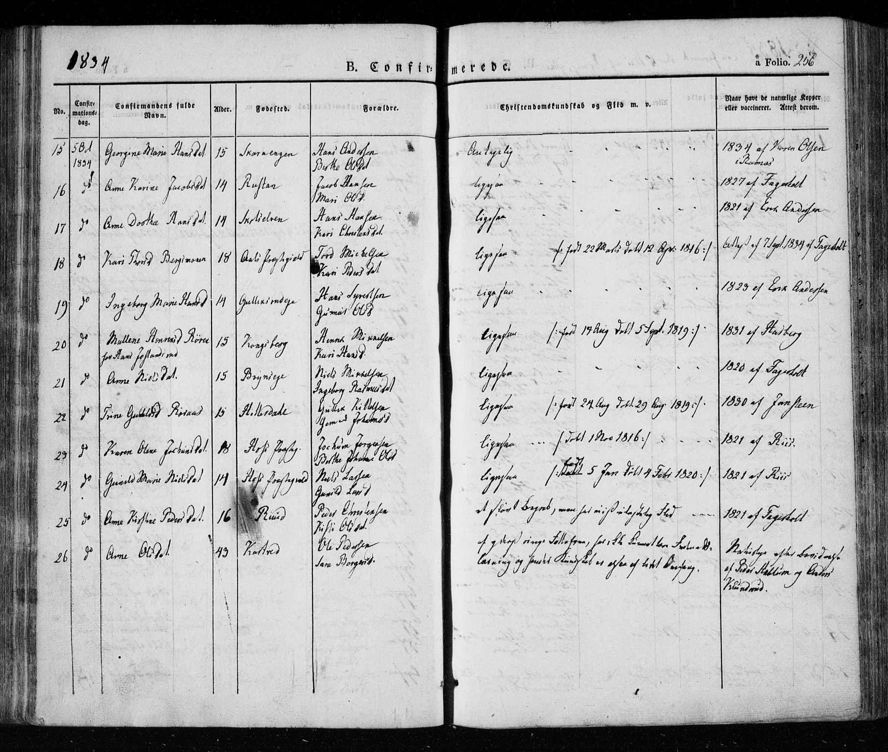 Eiker kirkebøker, AV/SAKO-A-4/F/Fa/L0013a: Parish register (official) no. I 13A, 1832-1845, p. 256