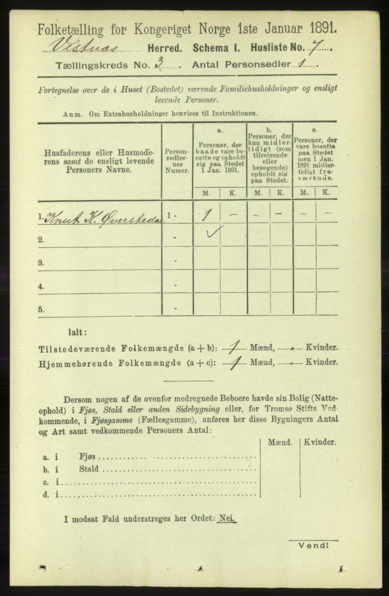 RA, 1891 census for 1535 Vestnes, 1891, p. 814