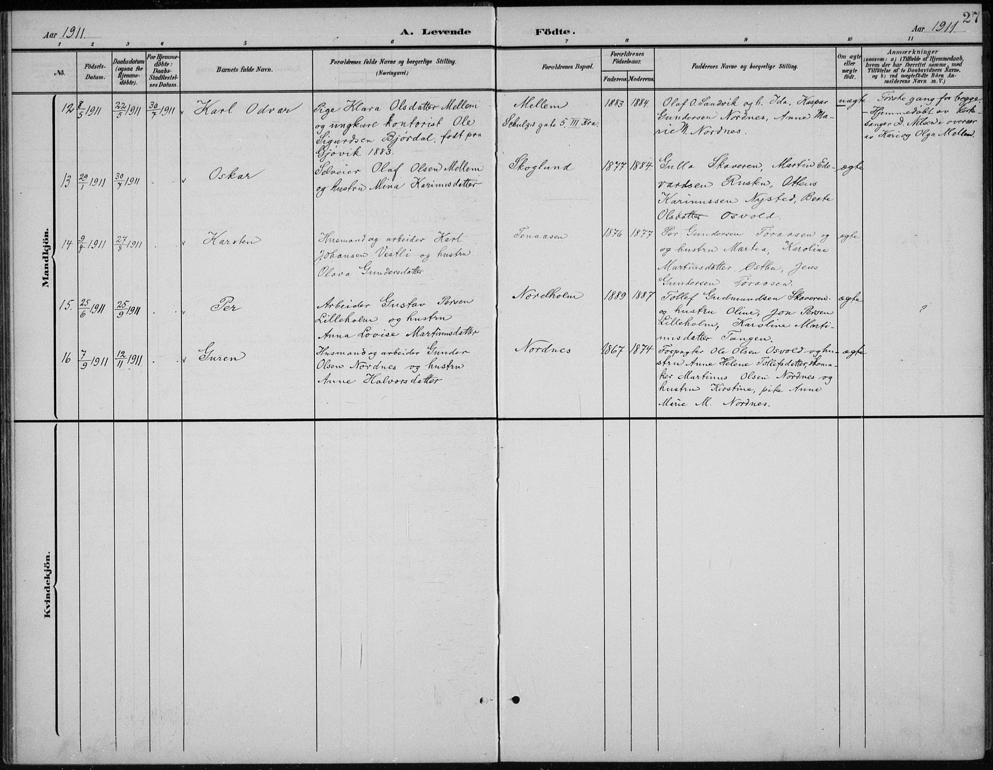 Åmot prestekontor, Hedmark, SAH/PREST-056/H/Ha/Hab/L0003: Parish register (copy) no. 3, 1902-1938, p. 27