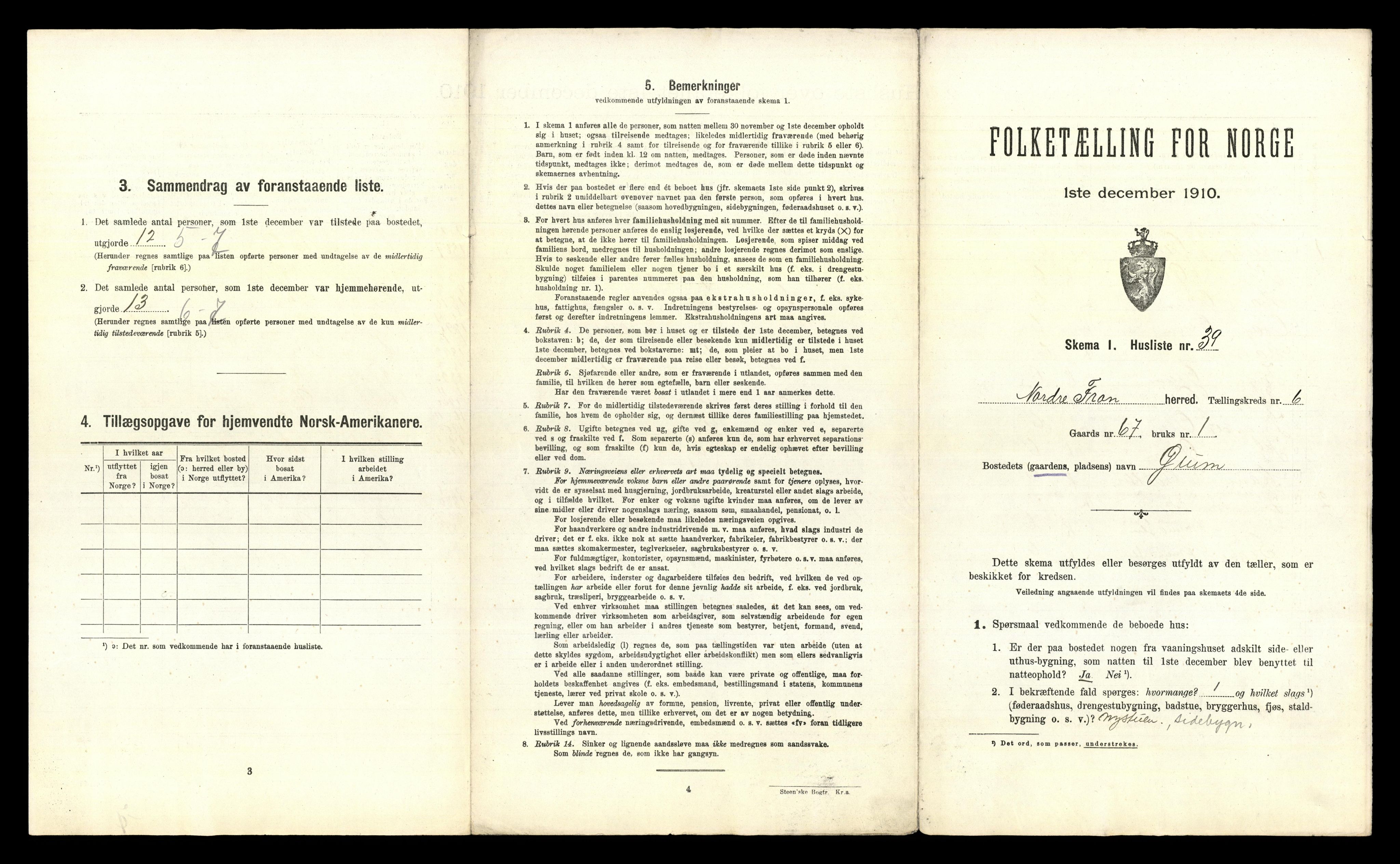 RA, 1910 census for Nord-Fron, 1910, p. 778