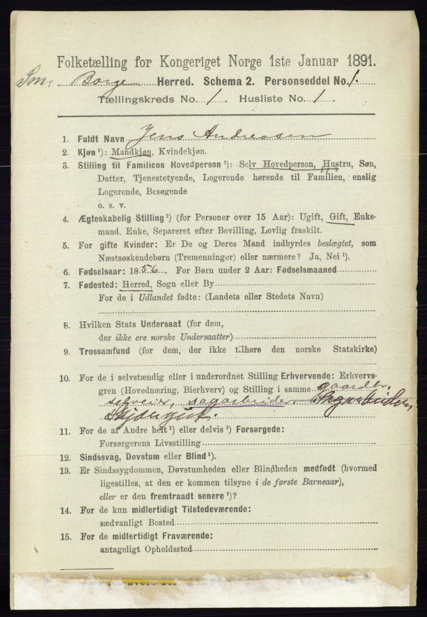 RA, 1891 census for 0113 Borge, 1891, p. 130