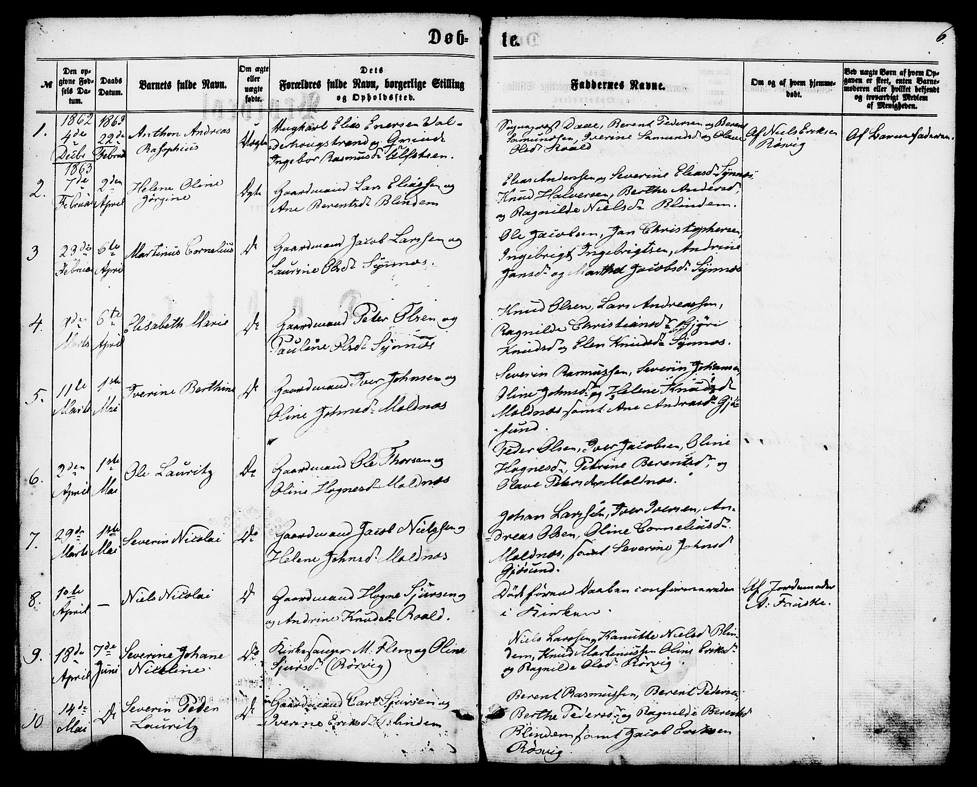Ministerialprotokoller, klokkerbøker og fødselsregistre - Møre og Romsdal, AV/SAT-A-1454/537/L0518: Parish register (official) no. 537A02, 1862-1876, p. 6