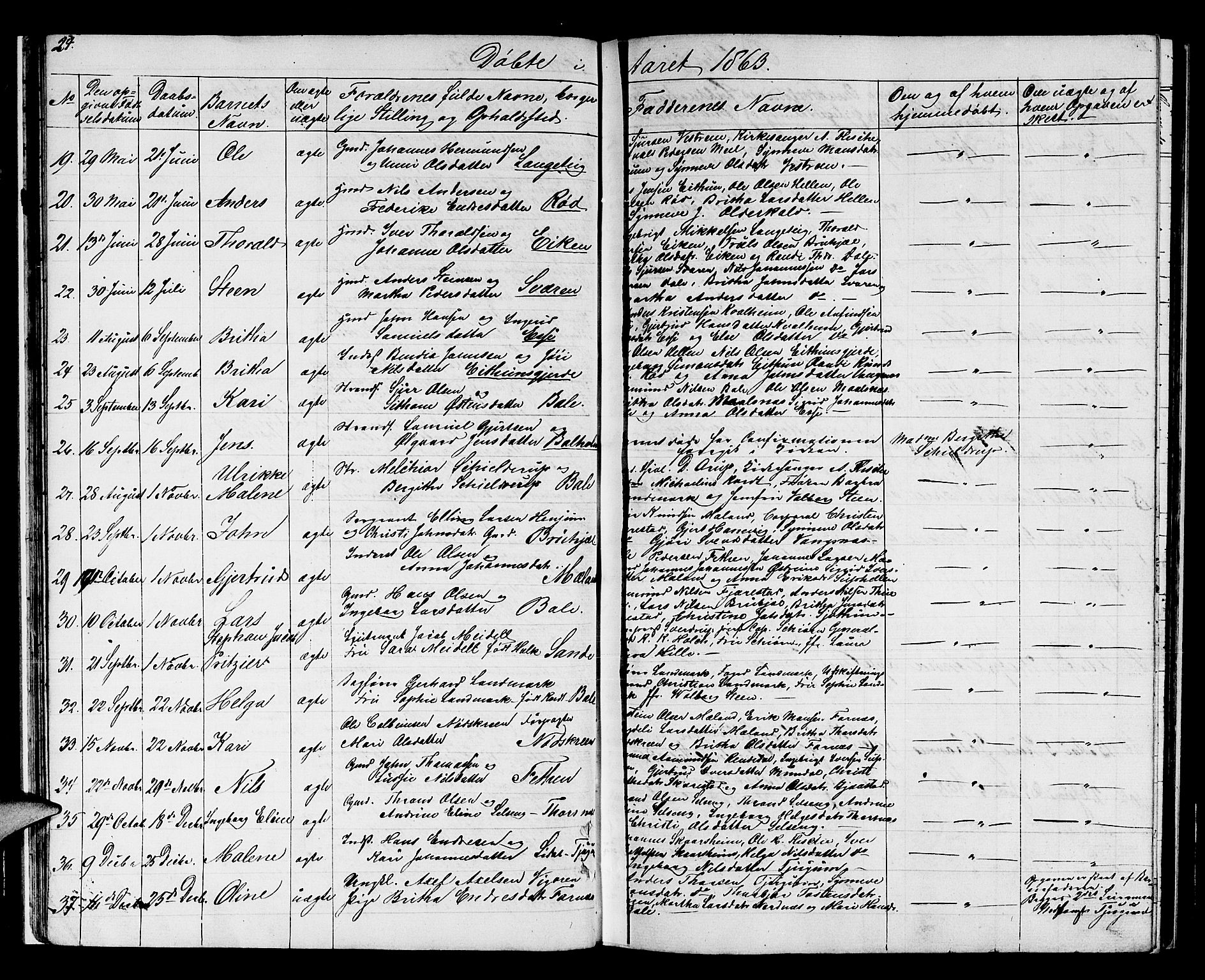 Balestrand sokneprestembete, AV/SAB-A-79601/H/Hab/Haba/L0001: Parish register (copy) no. A 1, 1853-1880, p. 24