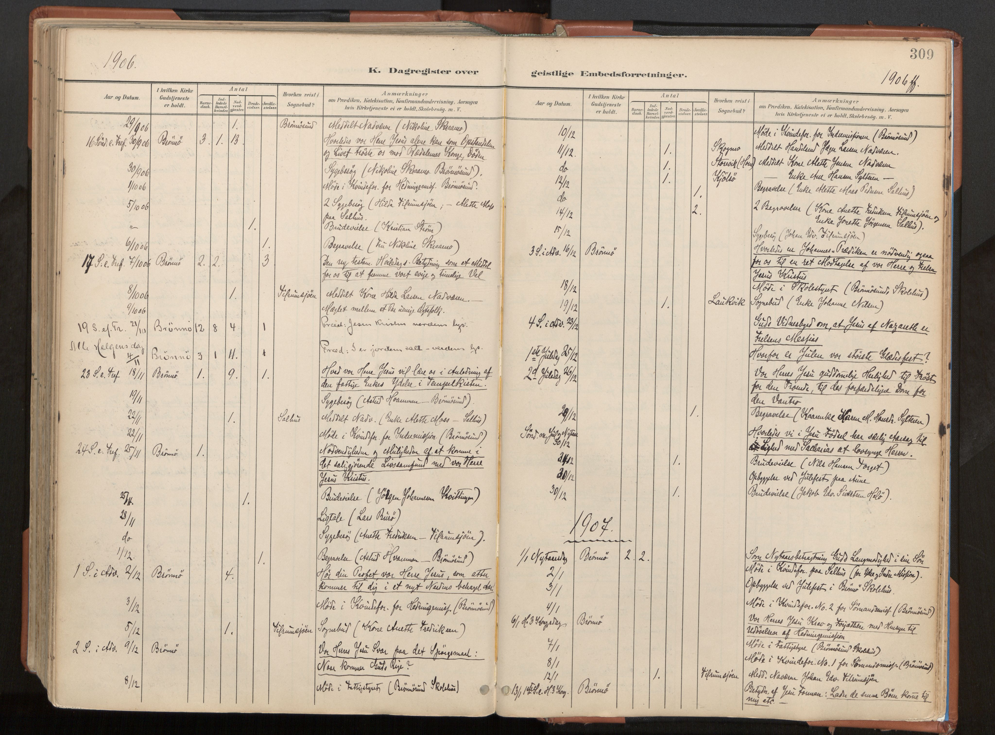 Ministerialprotokoller, klokkerbøker og fødselsregistre - Nordland, SAT/A-1459/813/L0201: Parish register (official) no. 813A11, 1901-1918, p. 309