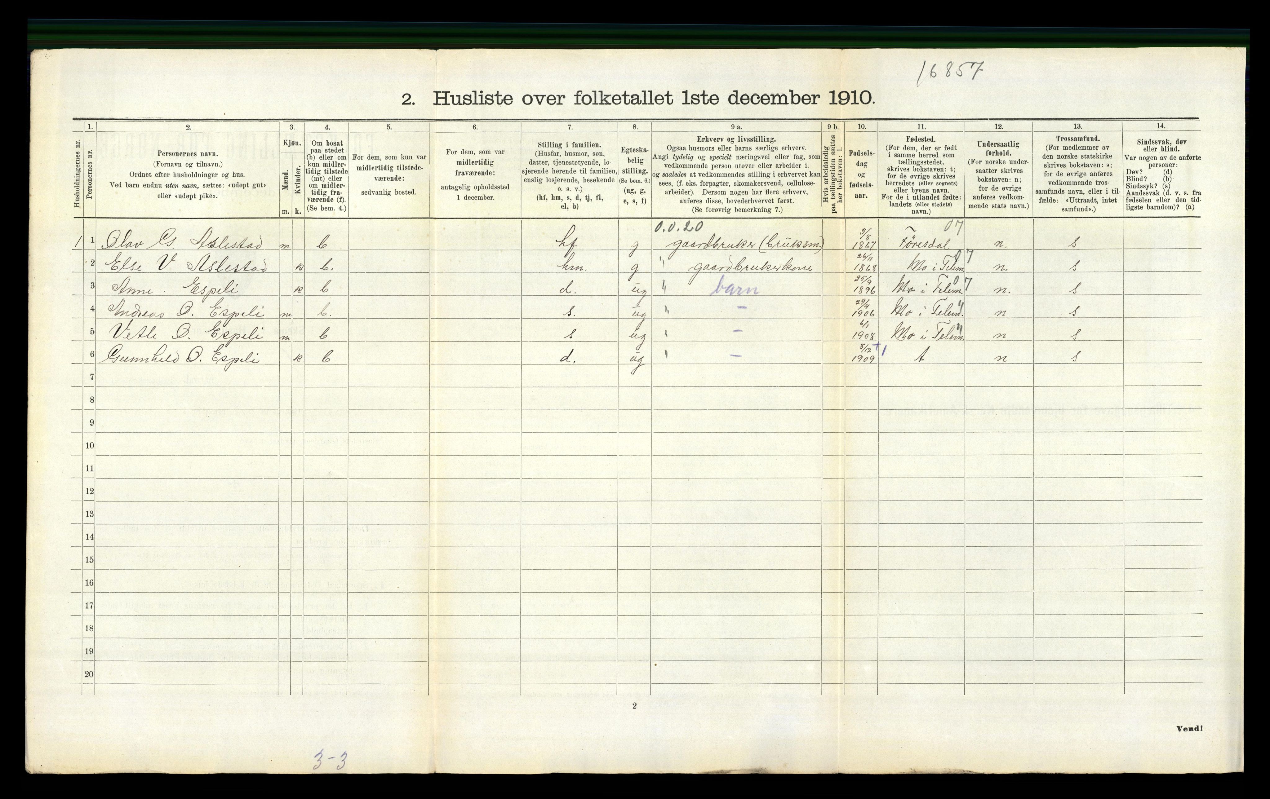 RA, 1910 census for Lårdal, 1910, p. 352