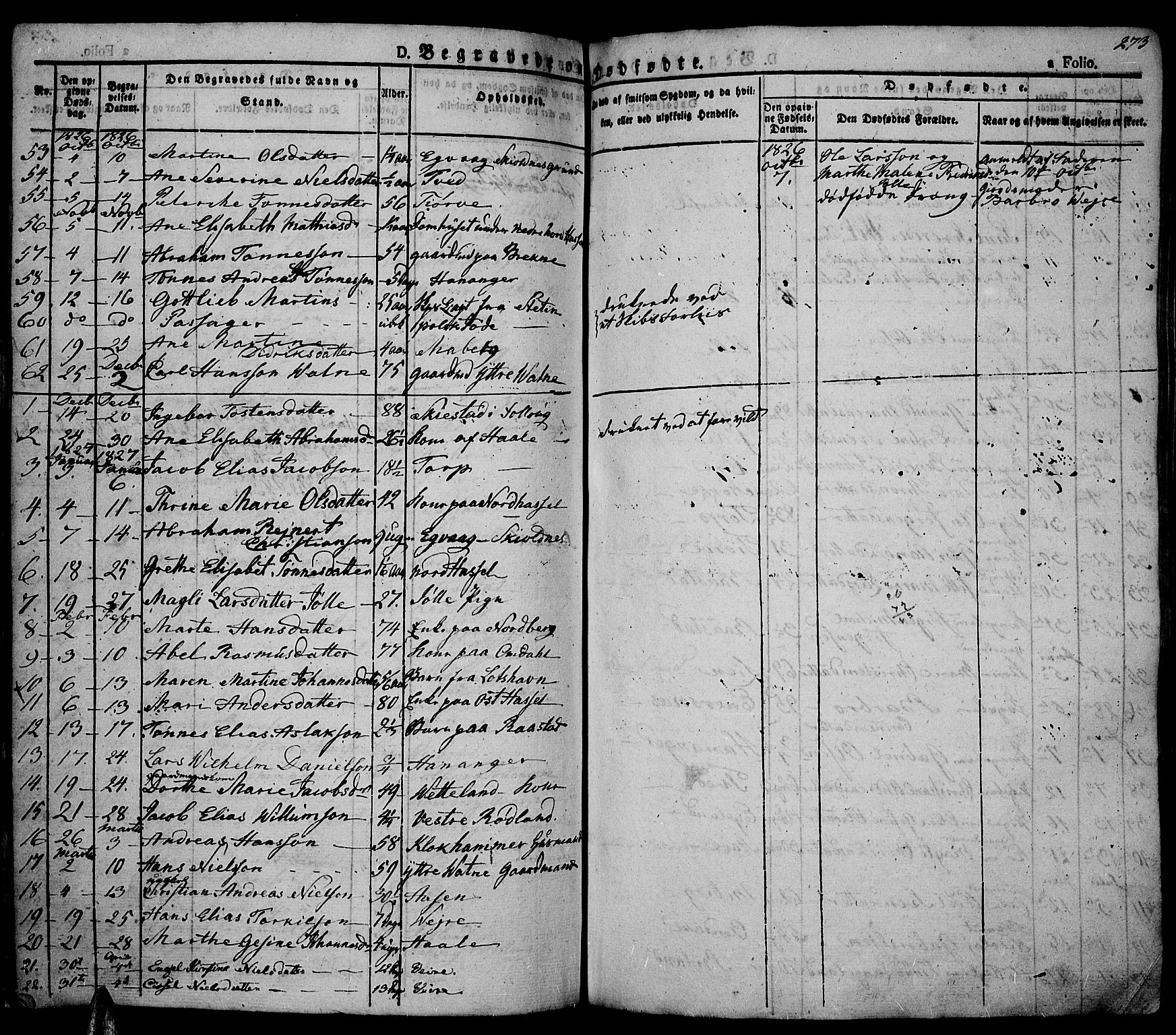 Lista sokneprestkontor, AV/SAK-1111-0027/F/Fa/L0008: Parish register (official) no. A 8, 1823-1835, p. 273