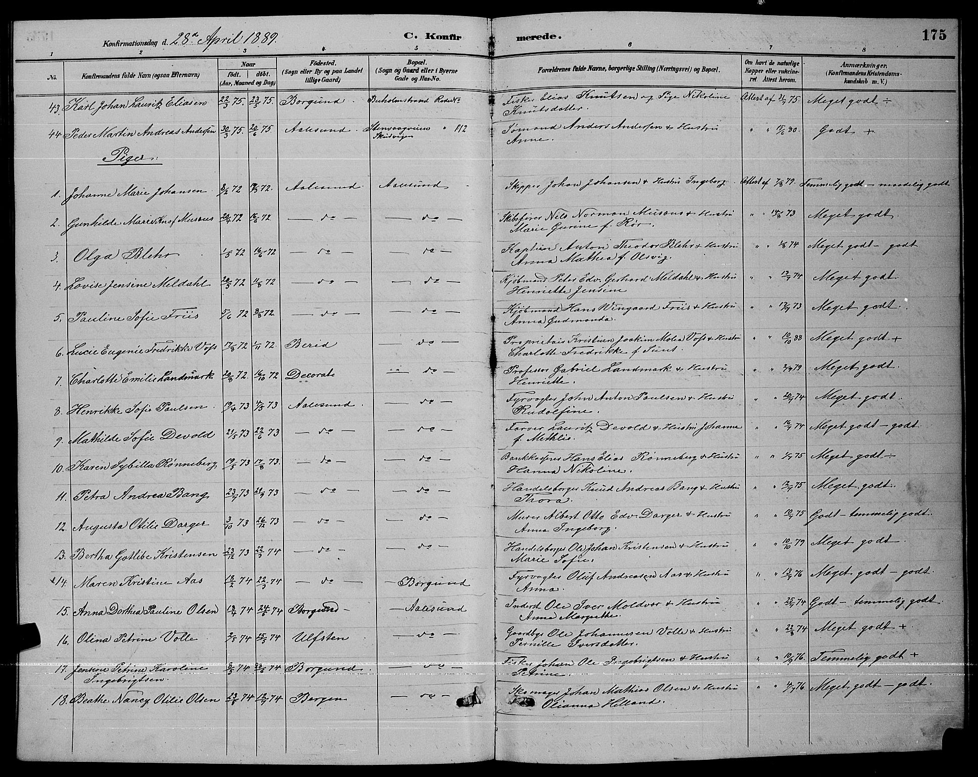 Ministerialprotokoller, klokkerbøker og fødselsregistre - Møre og Romsdal, AV/SAT-A-1454/529/L0467: Parish register (copy) no. 529C04, 1889-1897, p. 175