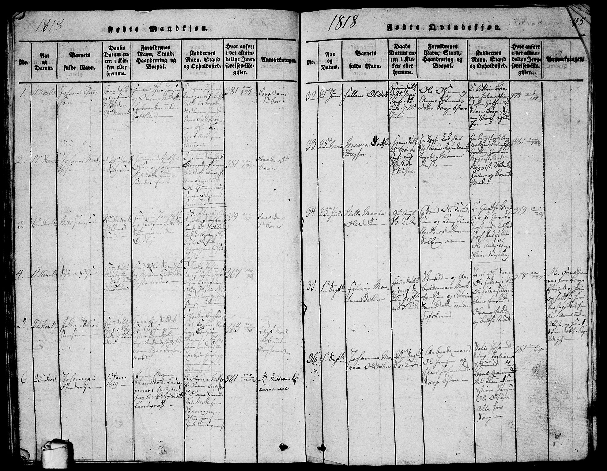 Skjeberg prestekontor Kirkebøker, SAO/A-10923/G/Ga/L0001: Parish register (copy) no. I 1, 1815-1830, p. 32
