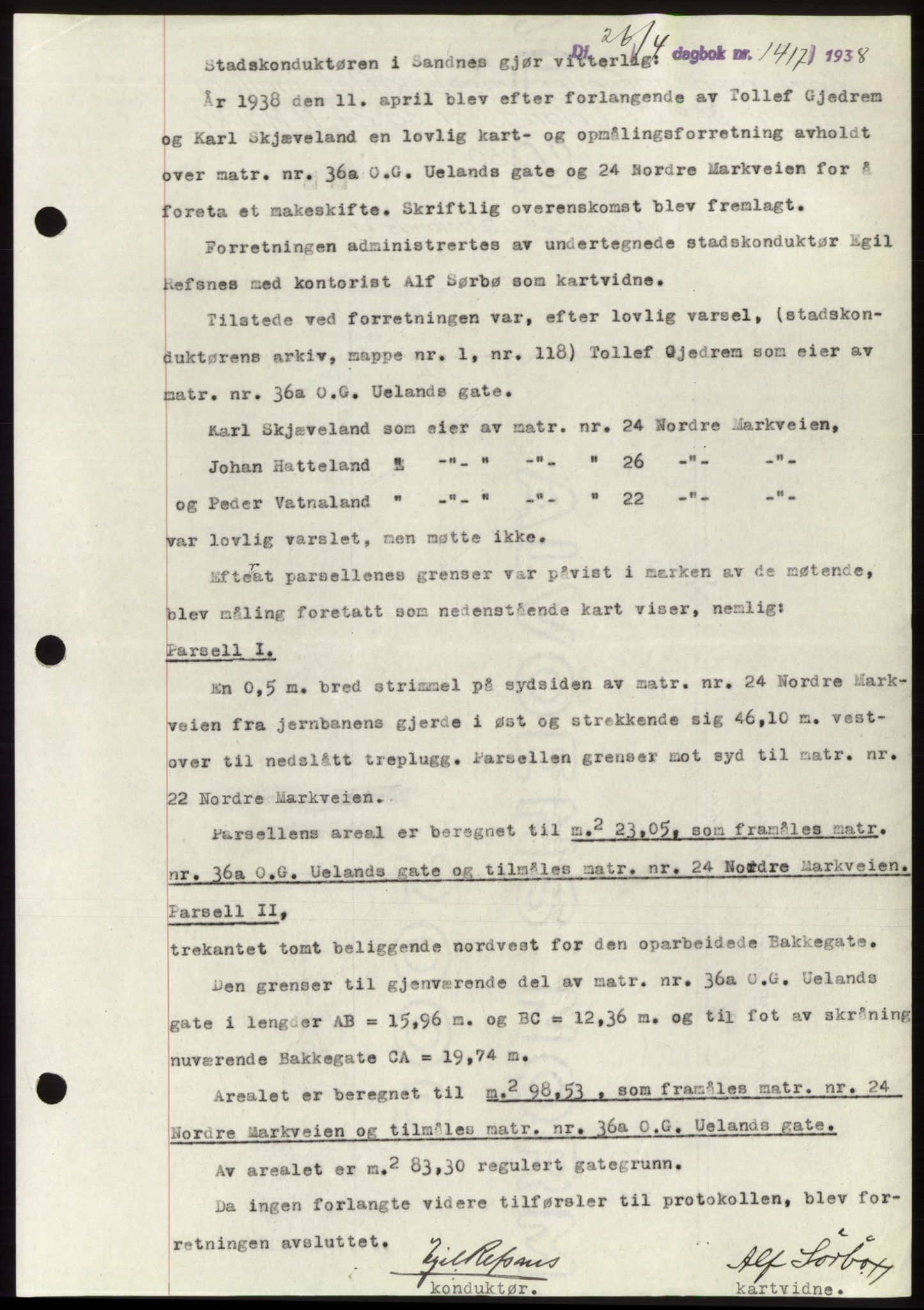 Jæren sorenskriveri, SAST/A-100310/03/G/Gba/L0070: Mortgage book, 1938-1938, Diary no: : 1416/1938