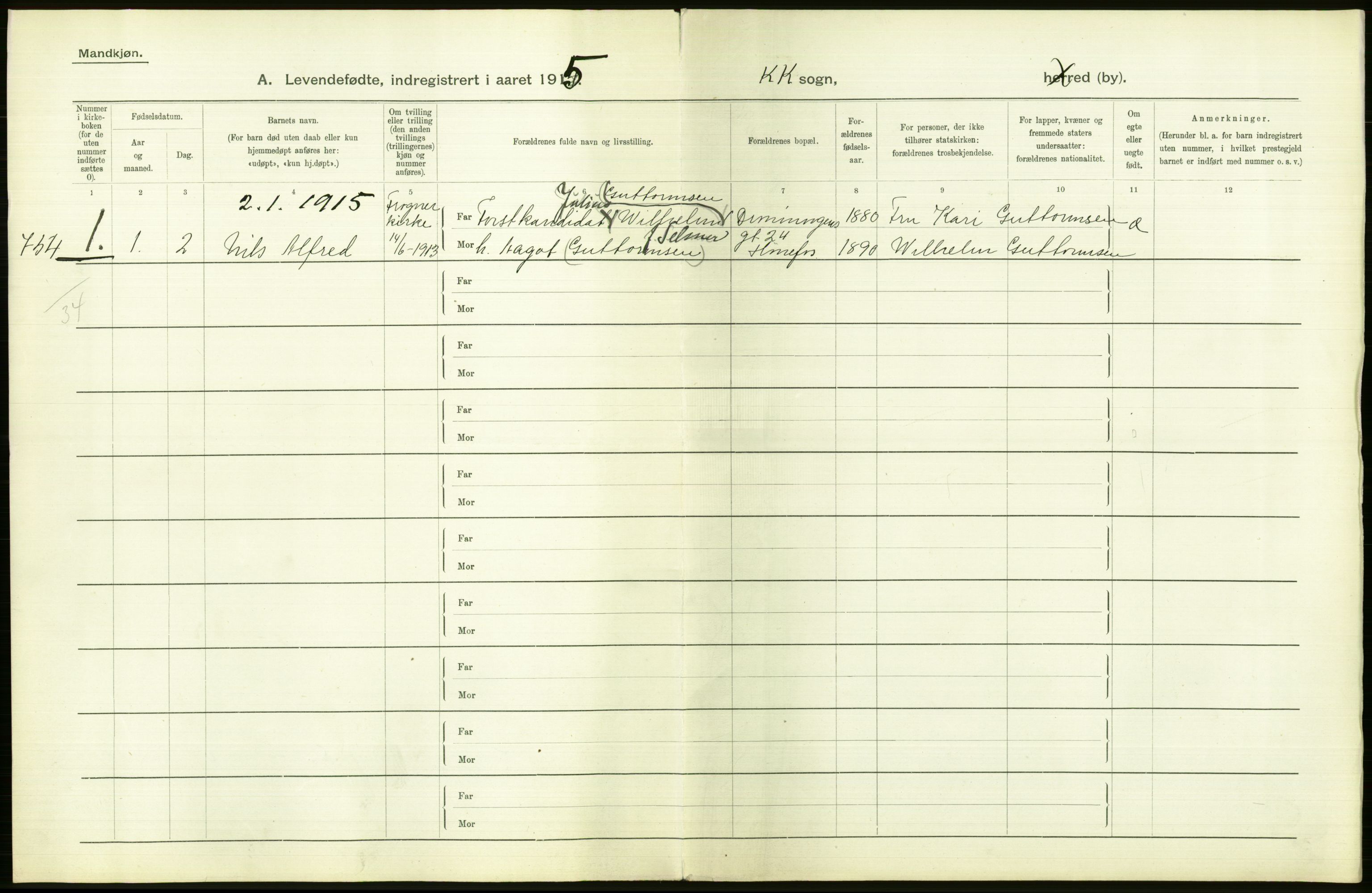 Statistisk sentralbyrå, Sosiodemografiske emner, Befolkning, AV/RA-S-2228/D/Df/Dfb/Dfbe/L0007: Kristiania: Levendefødte menn og kvinner., 1915, p. 310