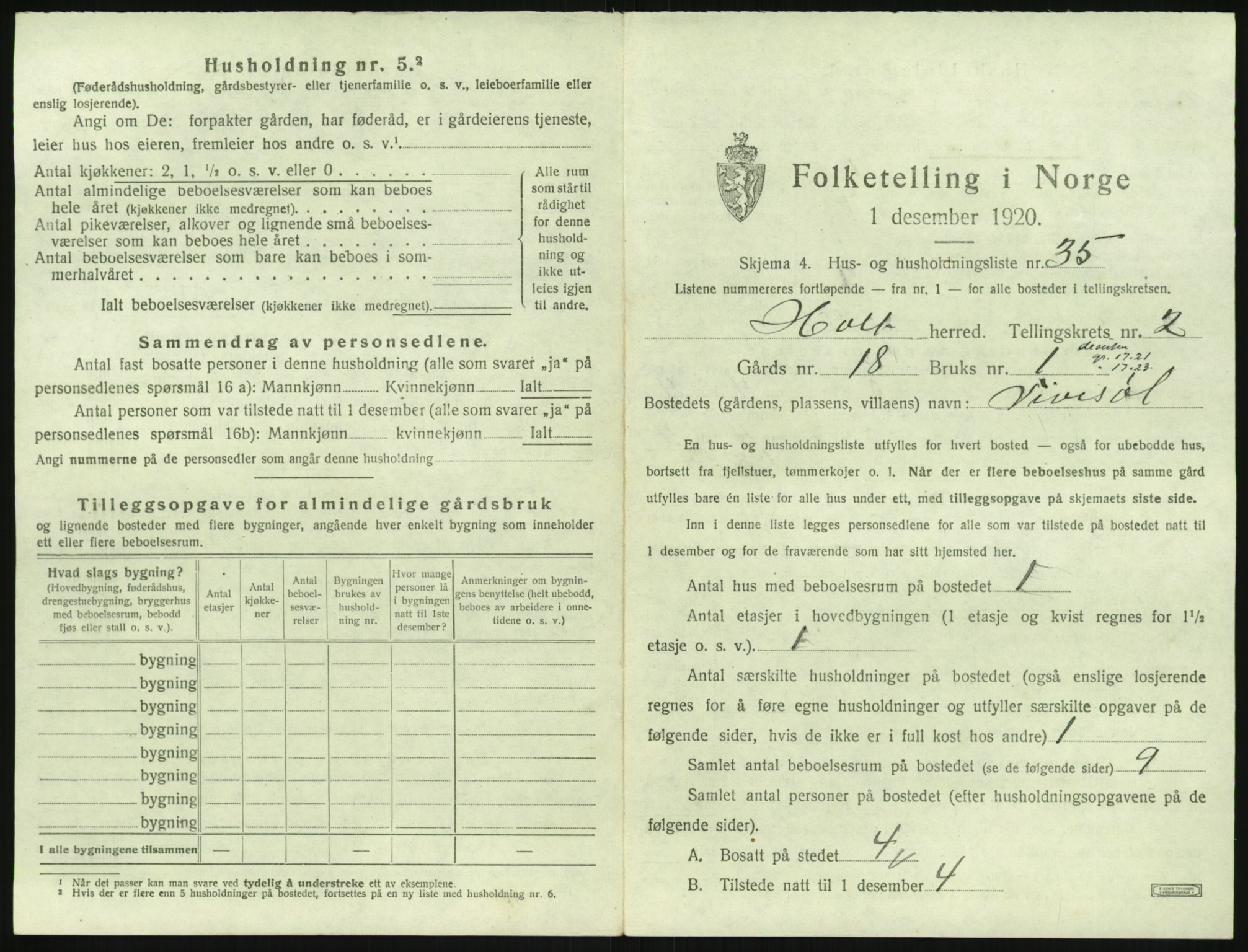 SAK, 1920 census for Holt, 1920, p. 230