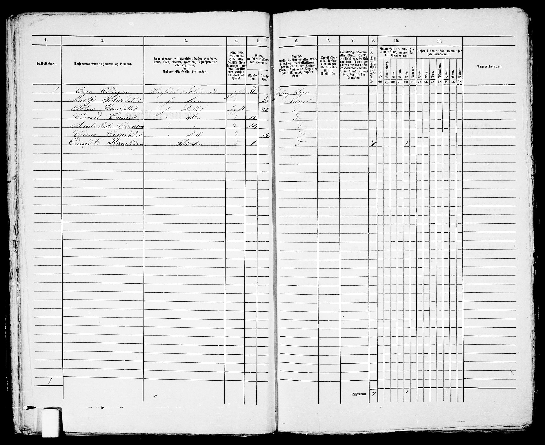 RA, 1865 census for Risør/Risør, 1865, p. 378