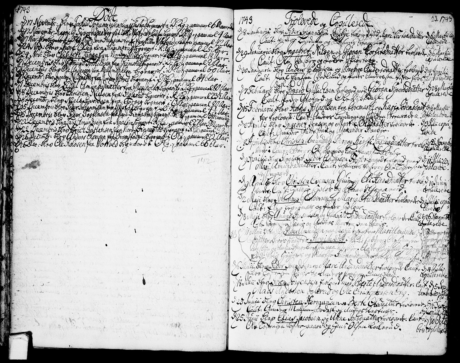 Rakkestad prestekontor Kirkebøker, SAO/A-2008/F/Fa/L0002: Parish register (official) no. I 2, 1741-1751, p. 23