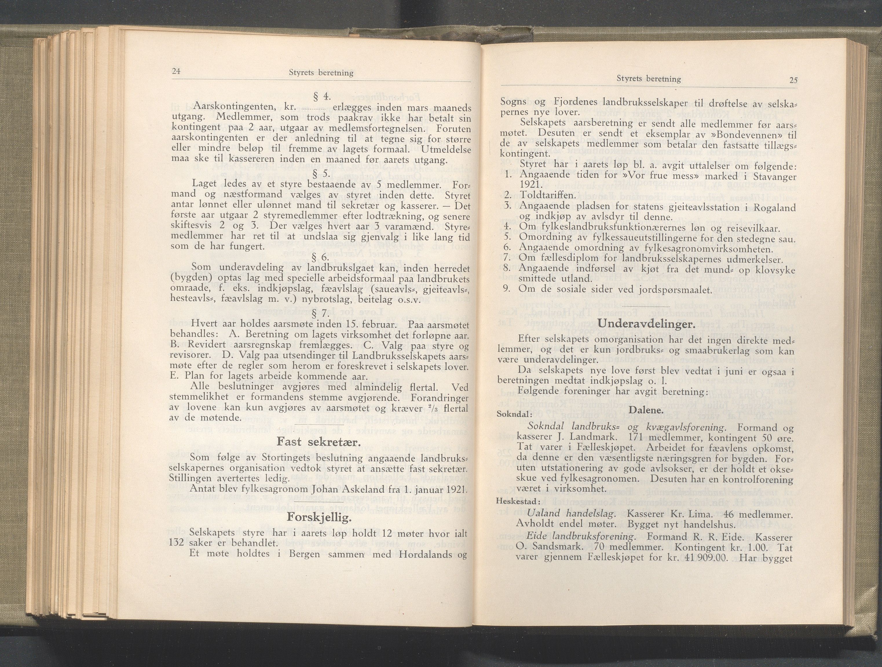 Rogaland fylkeskommune - Fylkesrådmannen , IKAR/A-900/A/Aa/Aaa/L0040: Møtebok , 1921, p. 24-25