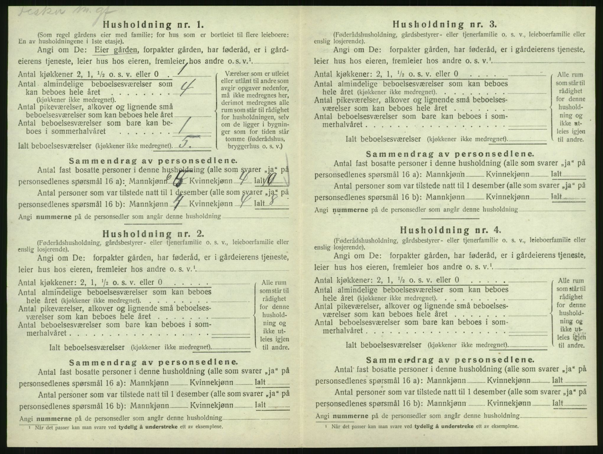 SAT, 1920 census for Vik, 1920, p. 464