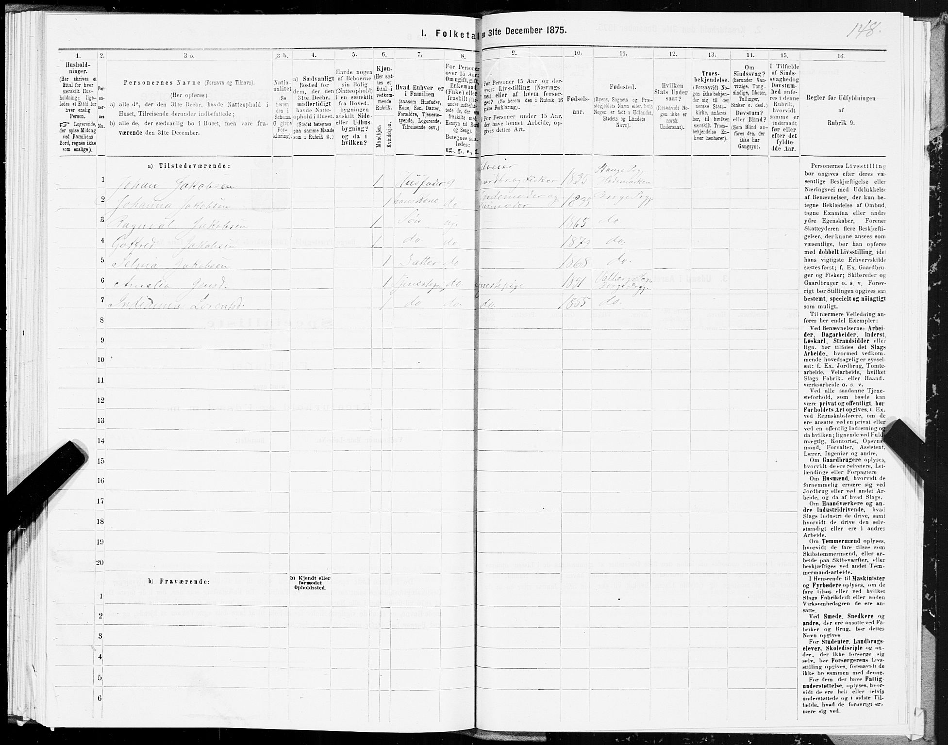 SAT, 1875 census for 1862P Borge, 1875, p. 1148