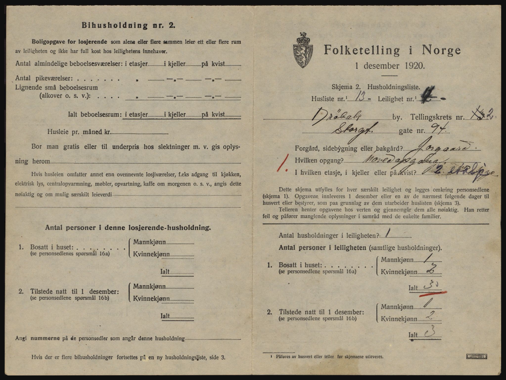 SAO, 1920 census for Drøbak, 1920, p. 969