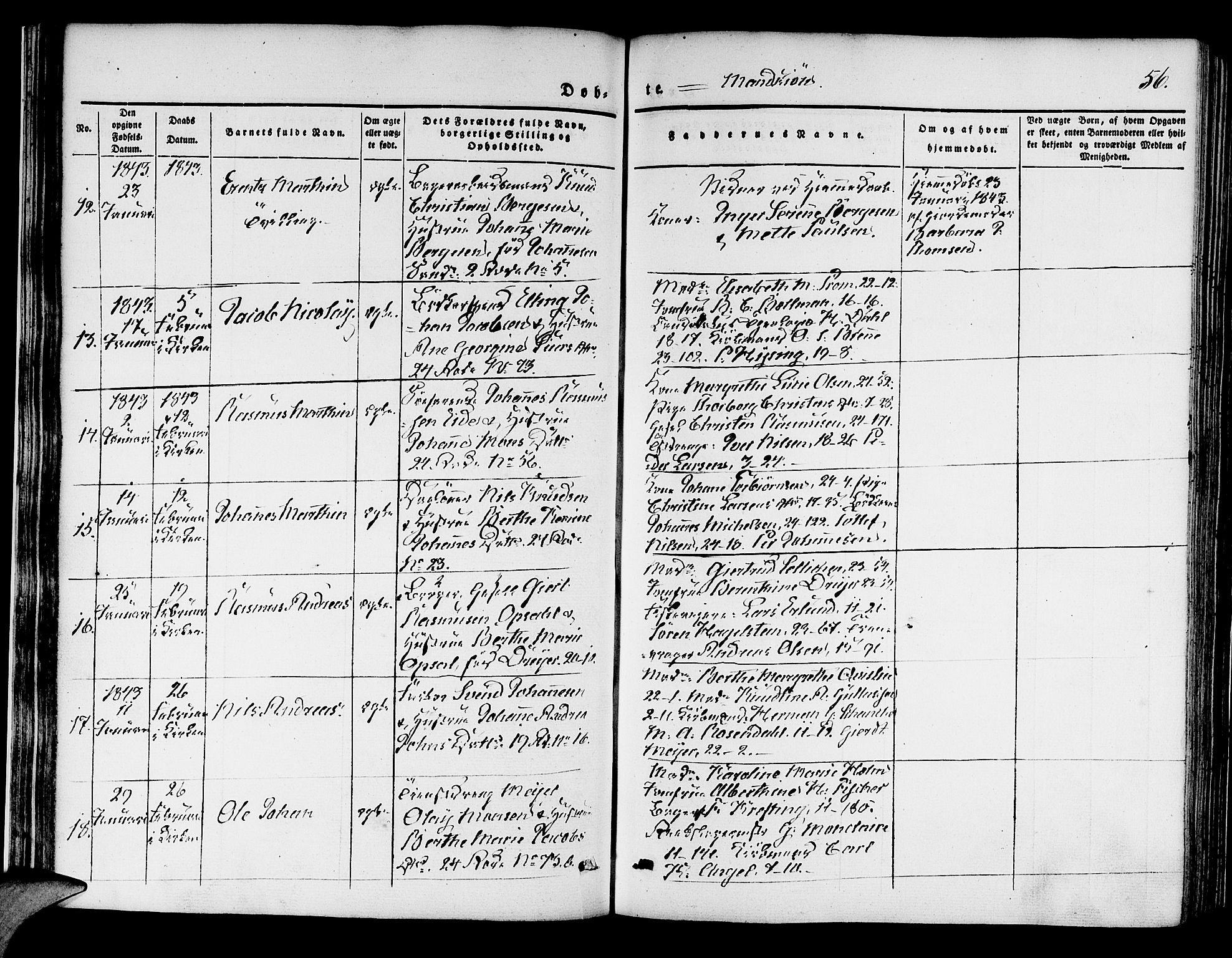 Korskirken sokneprestembete, AV/SAB-A-76101/H/Hab: Parish register (copy) no. B 1, 1839-1847, p. 56