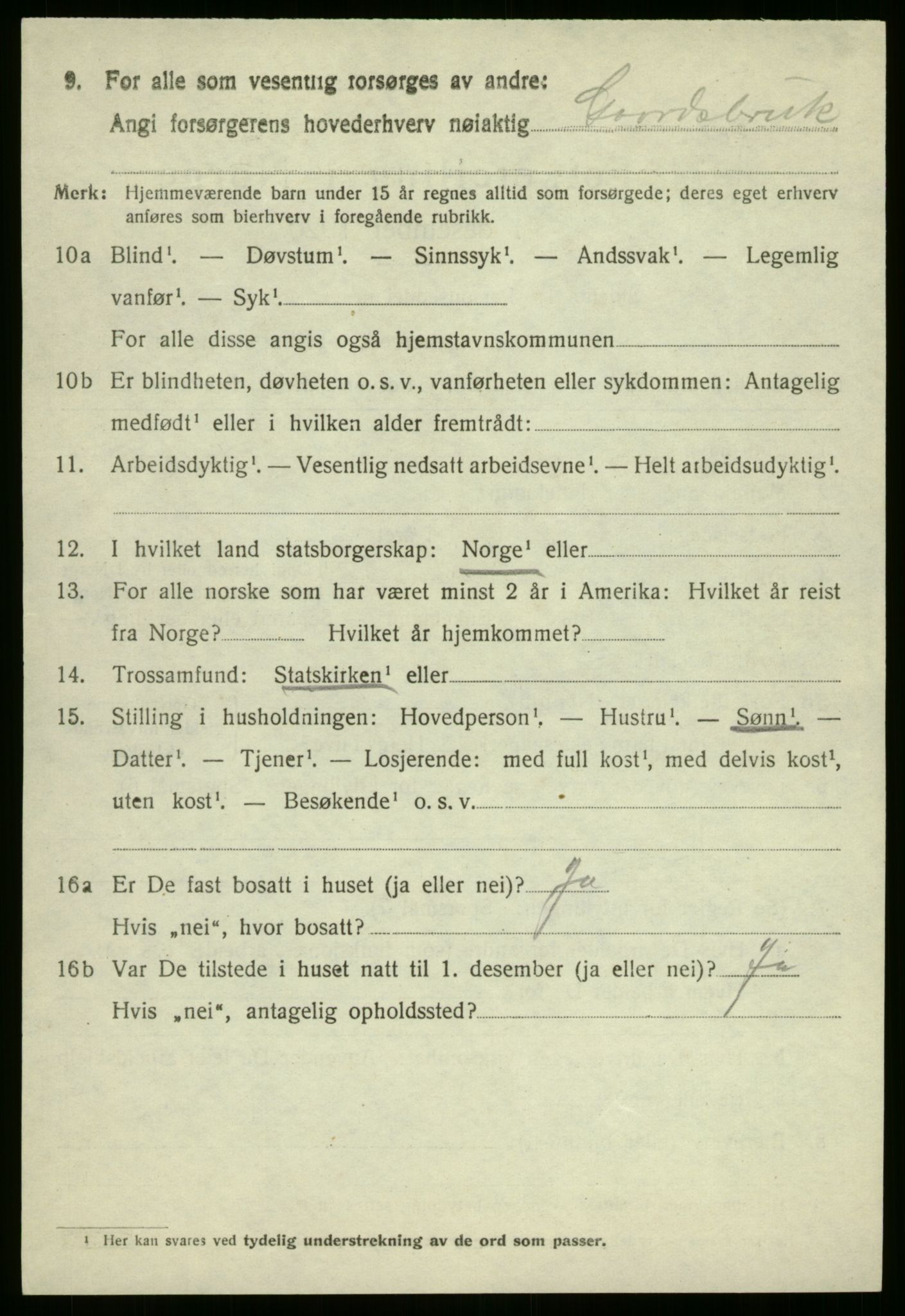 SAB, 1920 census for Vevring, 1920, p. 443