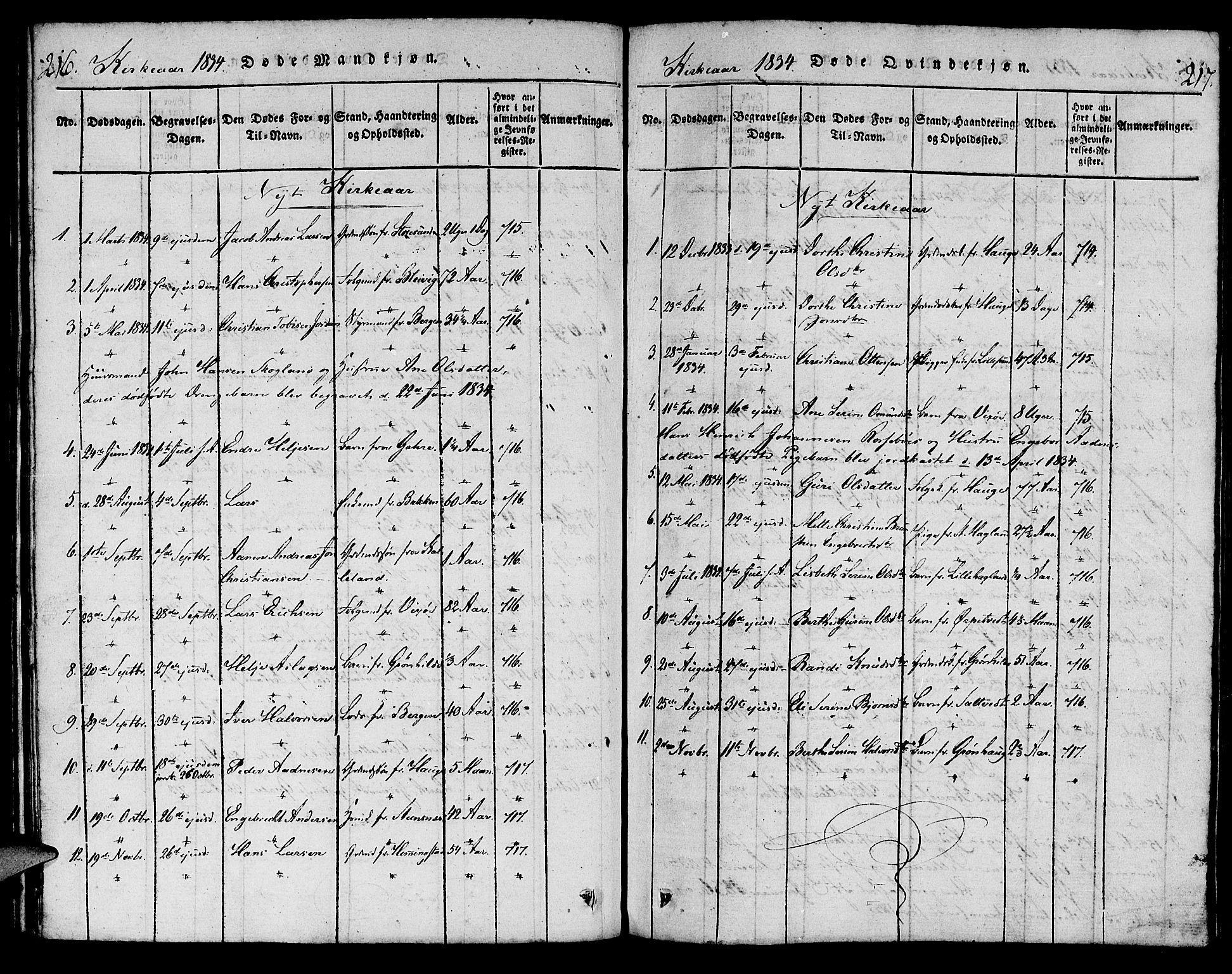 Torvastad sokneprestkontor, SAST/A -101857/H/Ha/Haa/L0004: Parish register (official) no. A 4, 1817-1836, p. 216-217