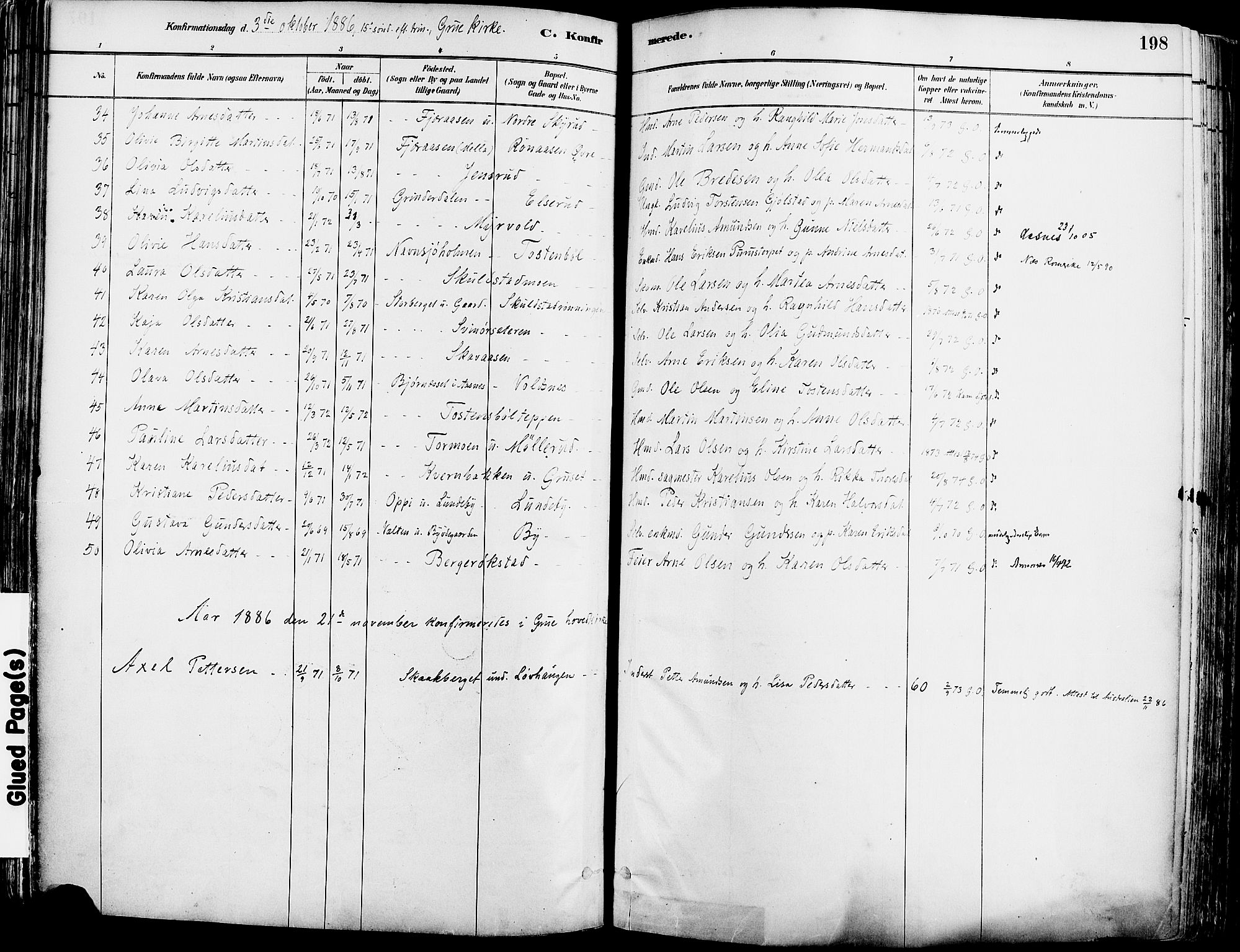 Grue prestekontor, SAH/PREST-036/H/Ha/Haa/L0012: Parish register (official) no. 12, 1881-1897, p. 198