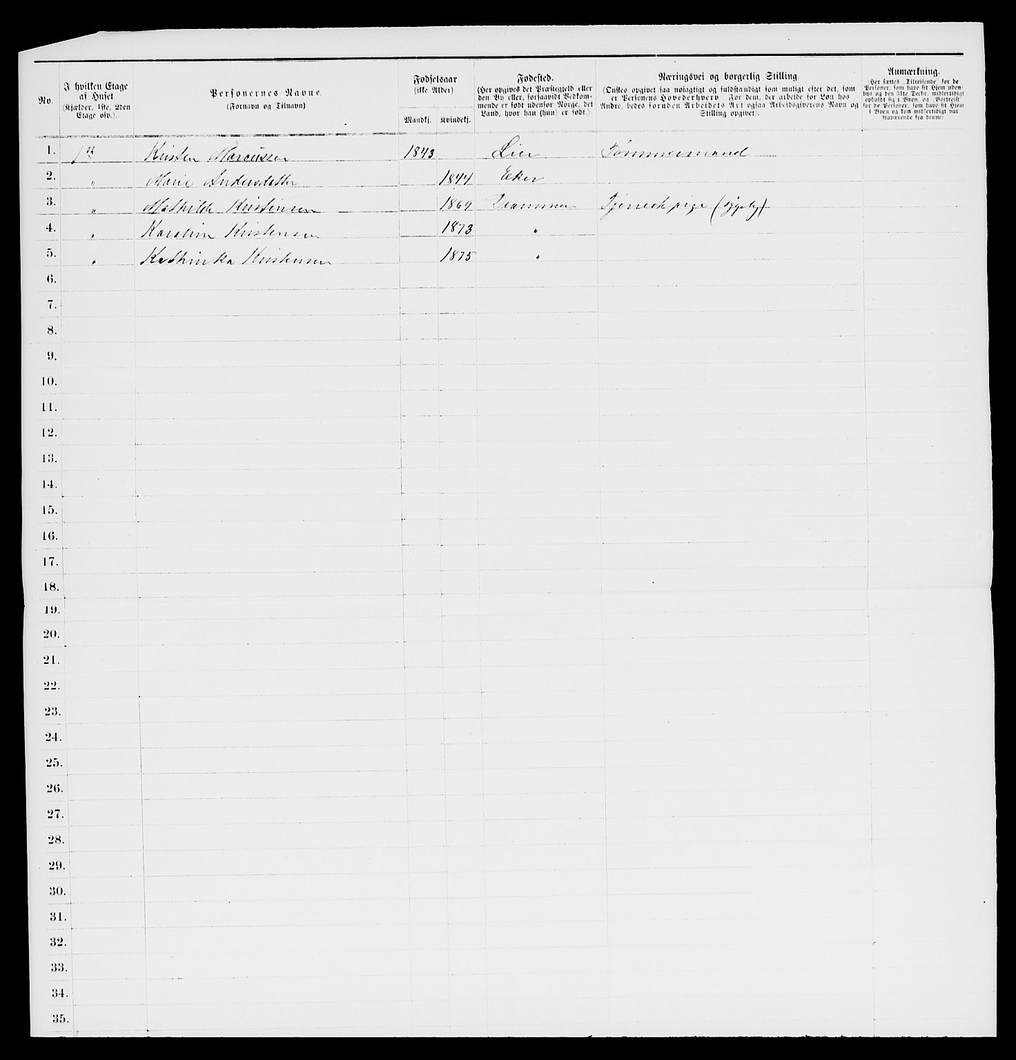 SAKO, 1885 census for 0602 Drammen, 1885, p. 2795