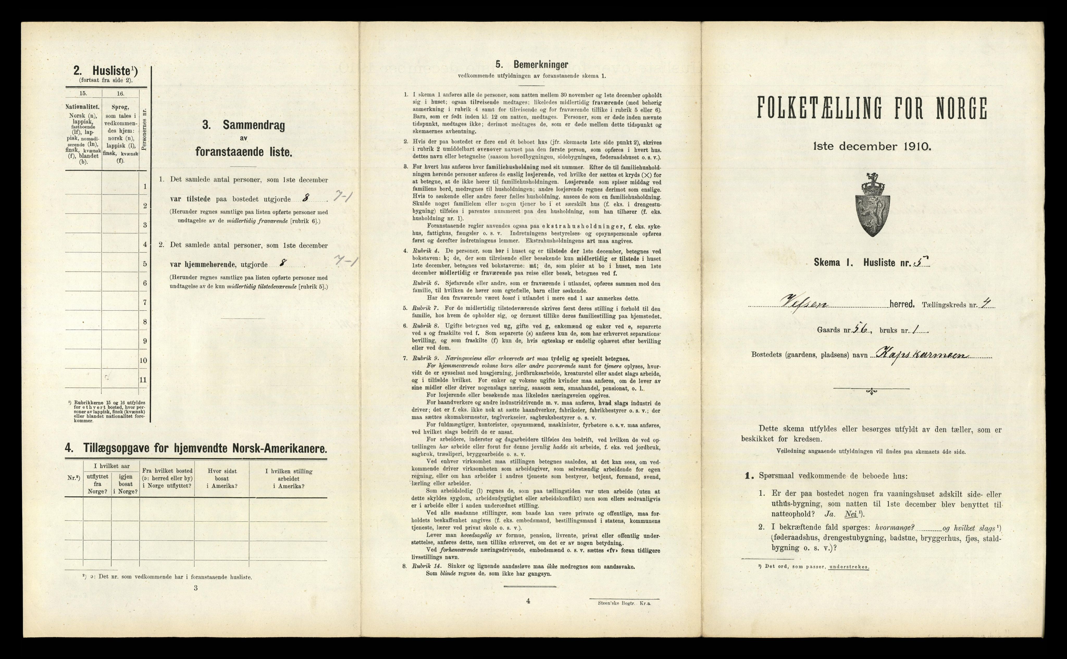 RA, 1910 census for Vefsn, 1910, p. 374